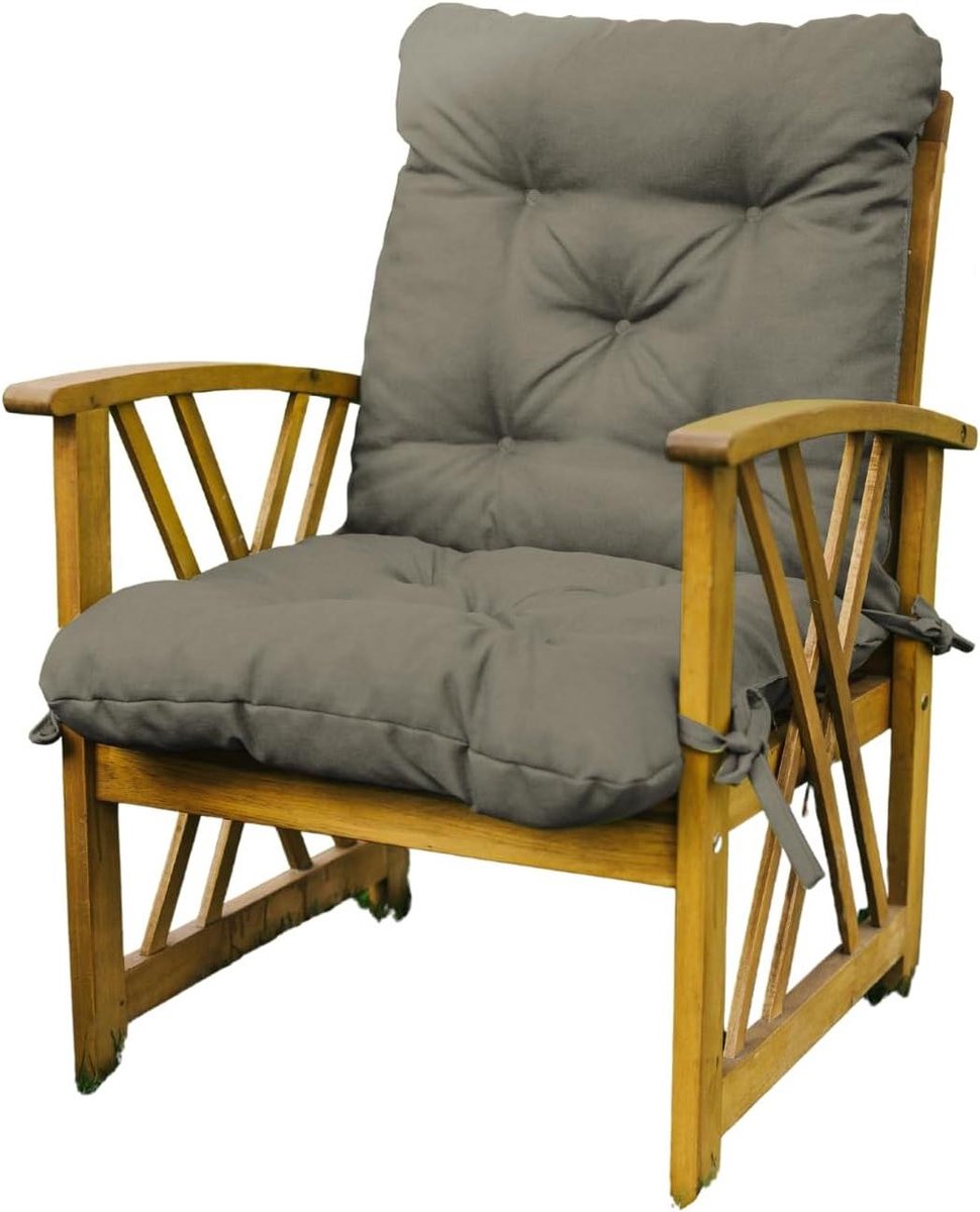 Tuinstoel Zitkussen - Fauteuil Kussen - Comfortabel Zitten - 2-delig Verbonden - 2 x 60x60x50 - Zilver