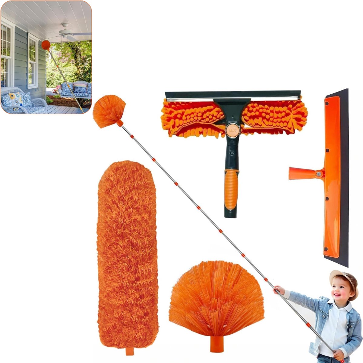 CLVP® Telescopische Plumeau - Ragebol – Uitschuifbaar - Oranje
