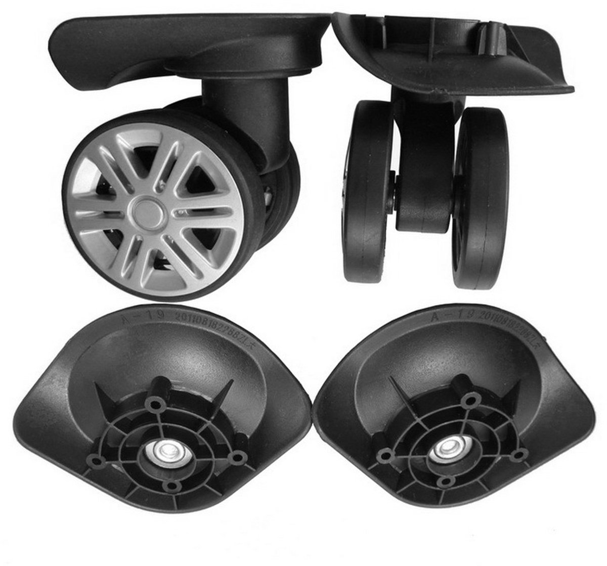 2 paar Roue Valise Universelle - Roues Remplacement Bagages - Set De Roulettes - Rotatie 360 Graden - Fluisterstil Design - Gemakkelijke Reparatie