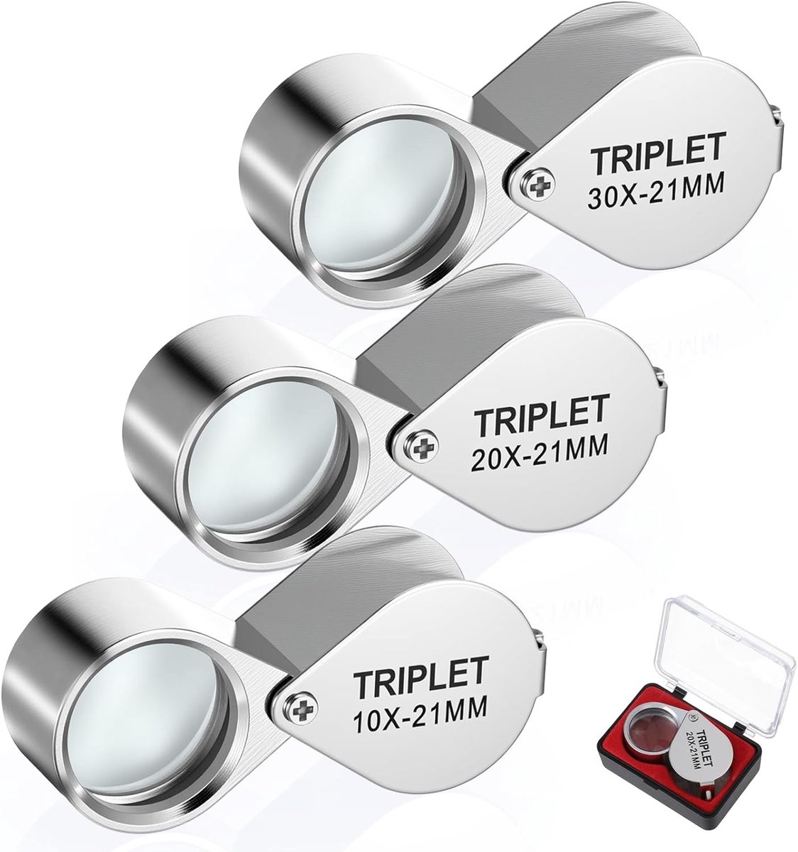 Juweliersvergrootglas - Opvouwbaar - Hoogwaardige optische lens - Inclusief drie vergrotingen - Voor Juweliers en Verzamelaars