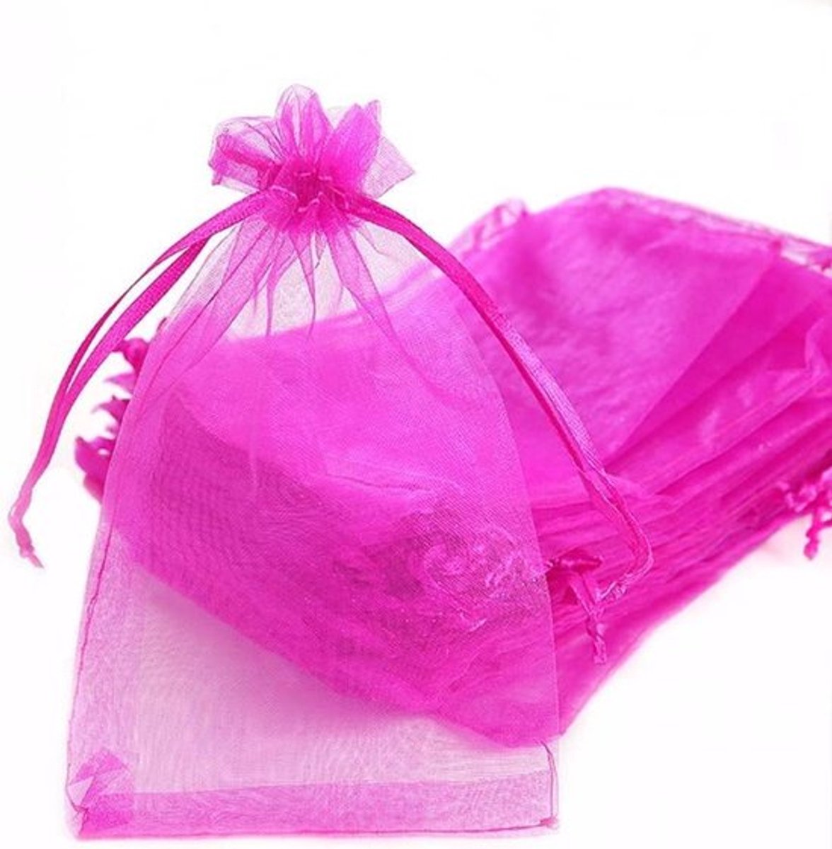 - Organza zakjes - 100 stuks - trekkoord - 10 x 15 cm - festival - snoepzakjes - feest - bruiloft - sieraden - lavendel - roze.