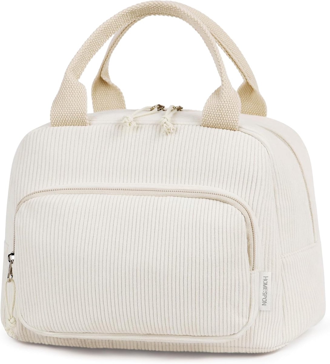 SnelShoppen - Corduroy Lunch Bag voor Dames en Heren - Koeltas Lunchbox Voor School, Picnic of Reis - Ruime, Duurzame en Stijlvolle Opbergzak