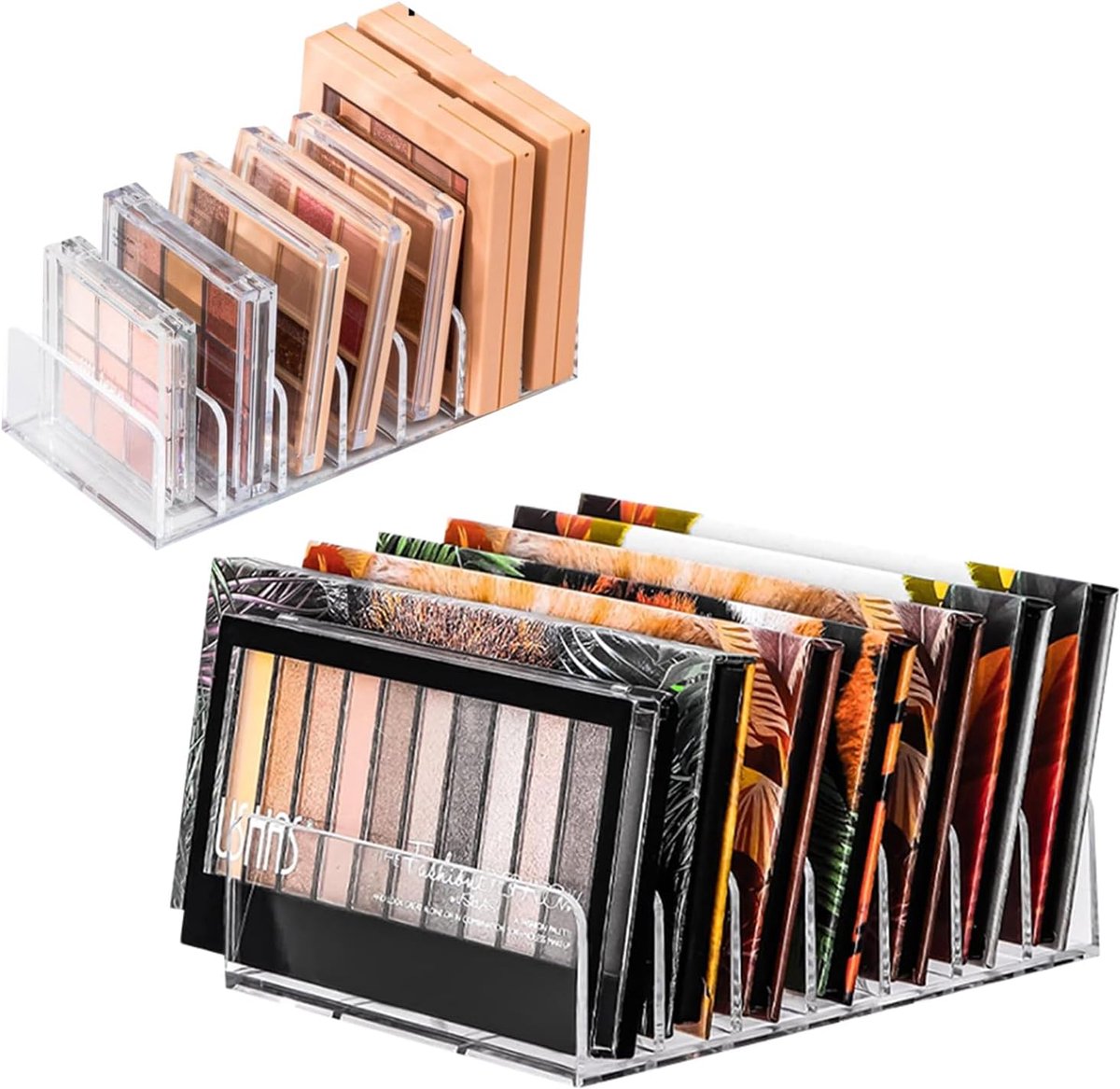 SnelShoppen - 2 Pcs Oogschaduw Organizer Makeup Organizer met 7 Compartimenten Acryl Makeup Palette voor Opslag, Ideaal voor Makeup Tafel, Dresser en
