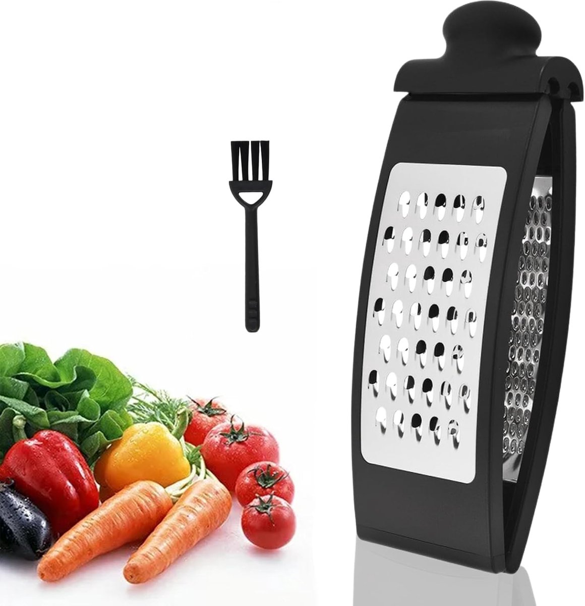 SnelShoppen - RVS Vouwbare Groentenrasp met Antislip Basis, Ideaal voor Kaas, Groenten, Fruit, Aardappelen, Keukenhulp, Afwasmachinebestendig, Ruimteb