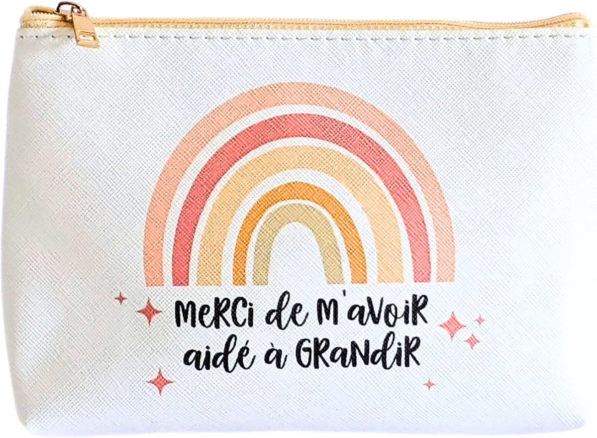 SnelShoppen - Faux Leren Makeup Tas - Bedankje voor Juf, Meester, Kinderopvang - Waterdichte, Ruime Cosmetica Tas - Einde Schooljaar Gift - Wit