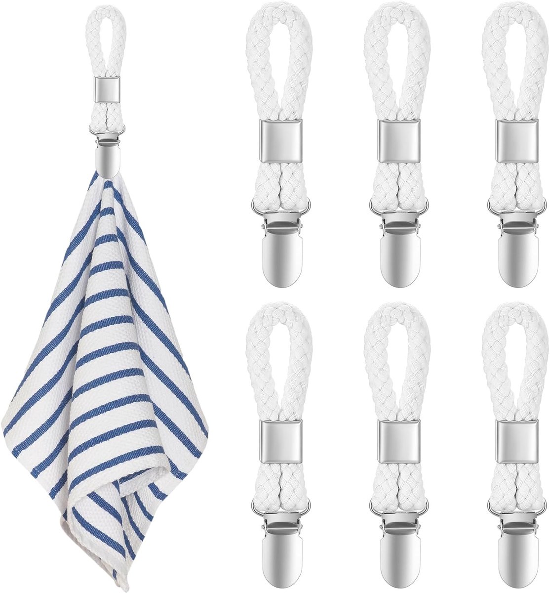 SnelShoppen - 6 Stuks Towel Clips voor Handdoeken, Towel Clamps met Lussen, Towel Holders, Keuken Handdoek Klemmen, Clips voor Badhanddoeken en Theedo