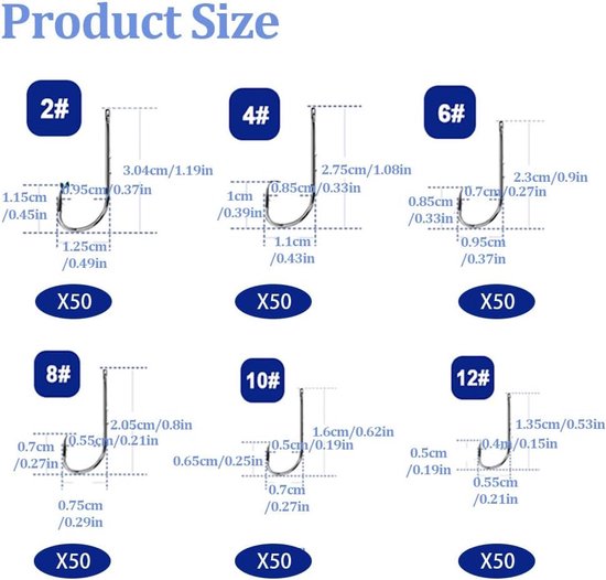 SnelShoppen - 100 Stuks Carbon Staal Barbed Rod Haken in Opbergdoos voor Zoet en Zout Water - Sterke Haak met Dubbele Barbs voor Perfecte Bait Bevesti — afbeelding 5