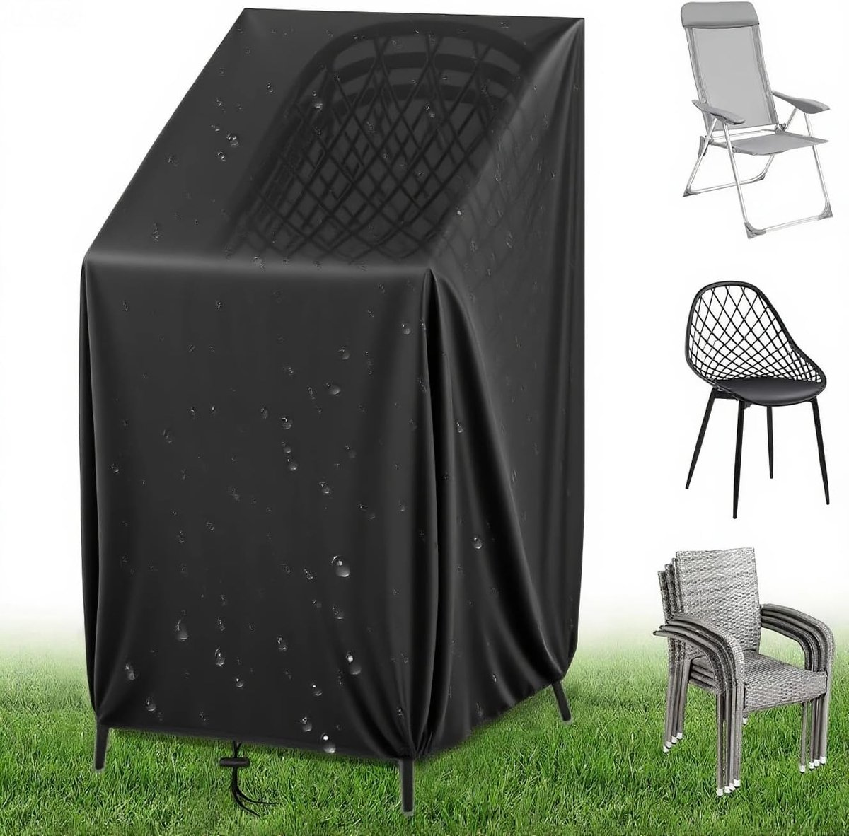 SnelShoppen - Tuinstoel Beschermhoes 210D Oxford - Waterdicht, UV-Bestendig, Winterproof, Stofdicht voor Stapelbare Tuinstoelen - 120x65x65 cm
