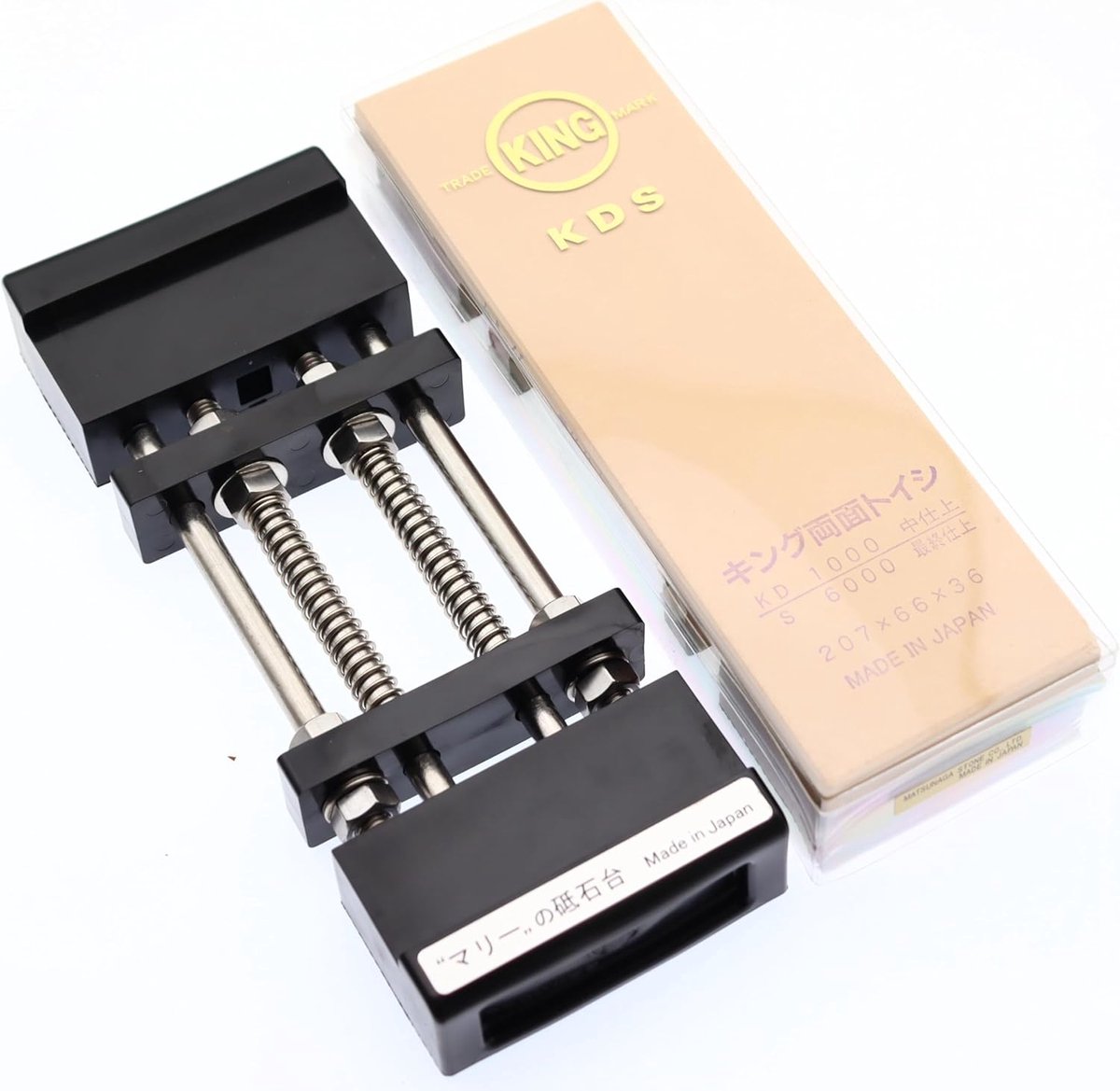SnelShoppen - Set Dubbelzijdige Slijpsteen 1000/6000 met Antislip Houder - Verstelbare Basis voor Slijpstenen 185-225mm - Perfect voor Houtbewerking e