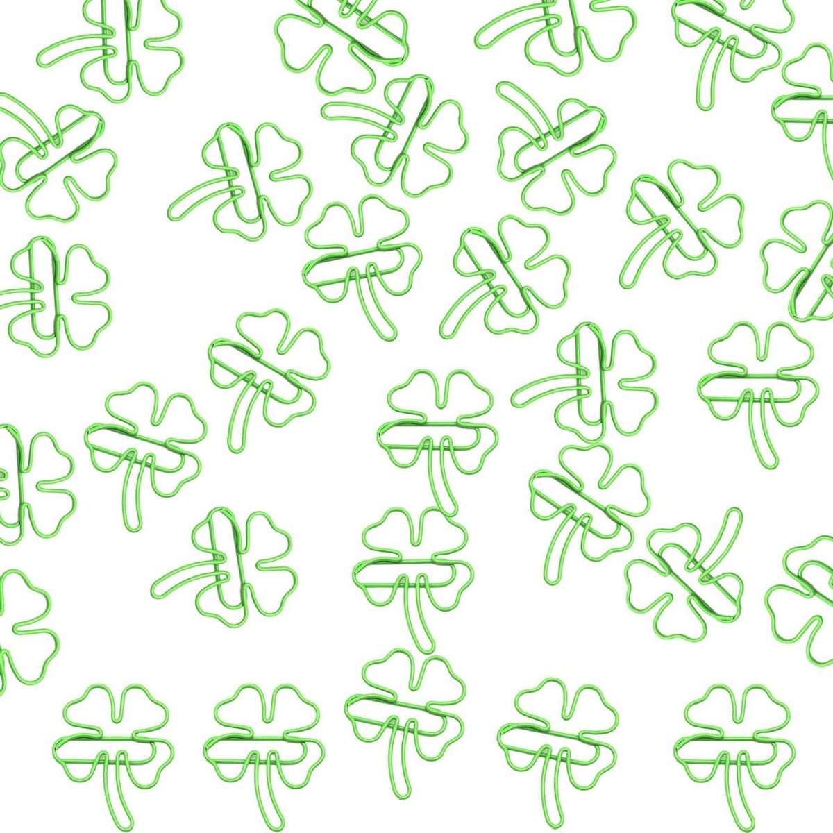 SnelShoppen - 30 Stuks Groene Vierbladige Klaver Paperclips - Schattige Metalen Boekensteunen en Papieren Bevestigers - Decoratieve en Functionele Cli