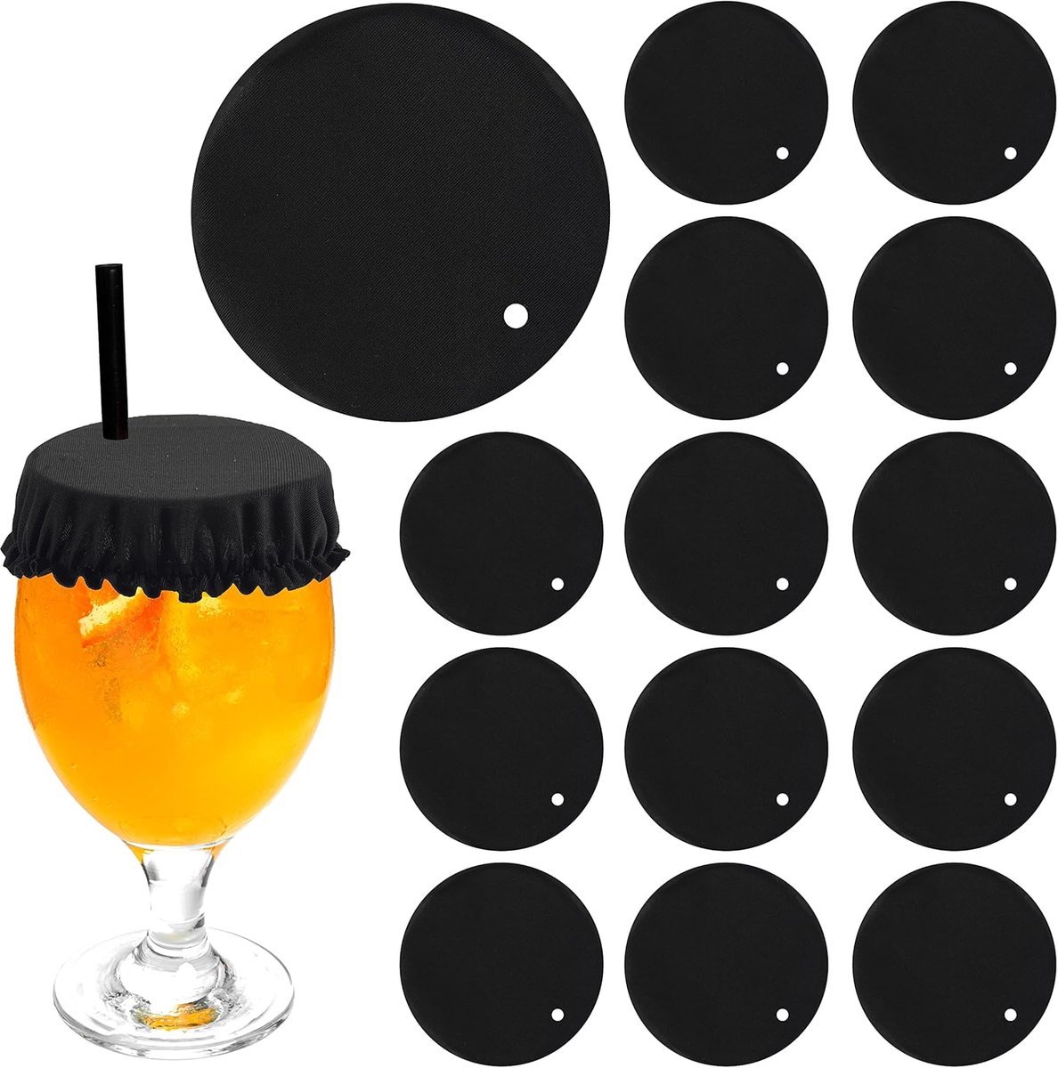 15 stuks - Universele flexibele bekerdeksels - Flexibele rubberen bekerdeksels - Beschermende drinkbekerdeksels - Geschikt voor gebruik in bars en buiten - Zwart