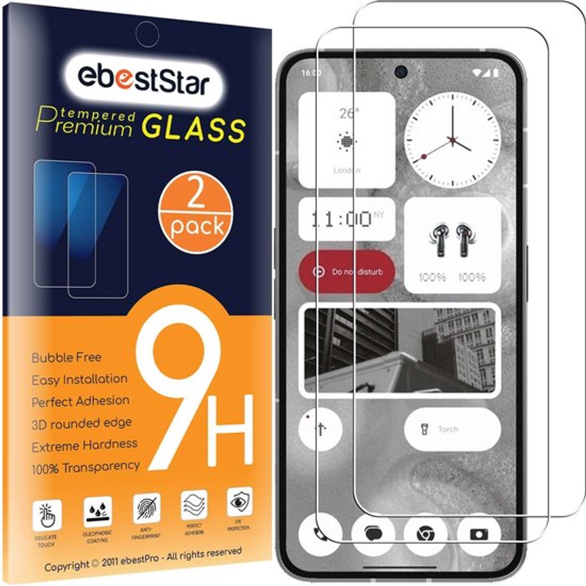 ebestStar - {2 Stuks} Gehard glas geschikt voor Nothing Phone (2), Screen Protector Cover, Schermbeschermer Tempered Glass