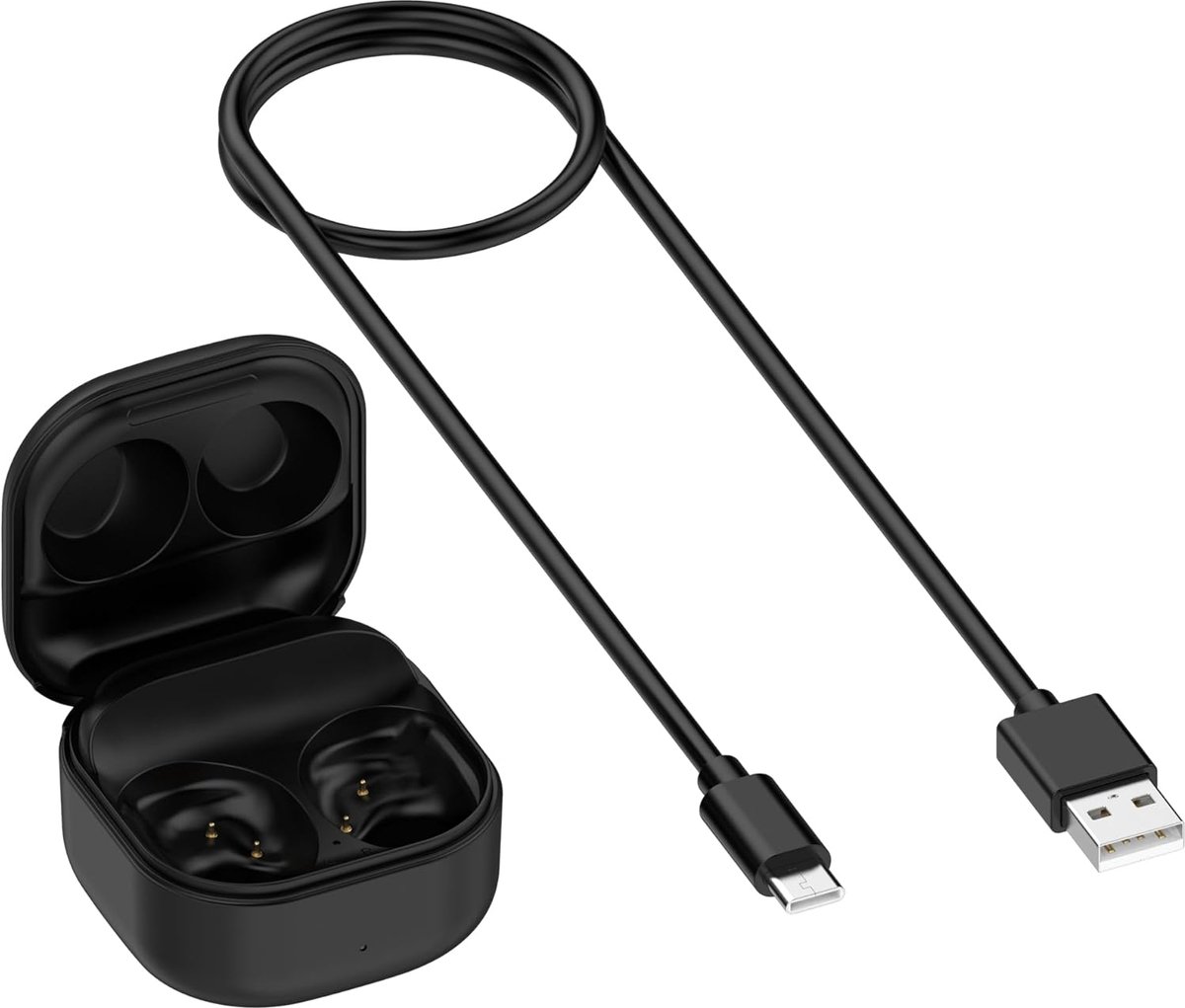 SnelShoppen - Oplaadcase voor Galaxy Buds FE - Vervangende Oplader Dock met USB-C - Eco-vriendelijk ABS, 600mAh, Zwart - Ideaal voor Thuis en Onderweg