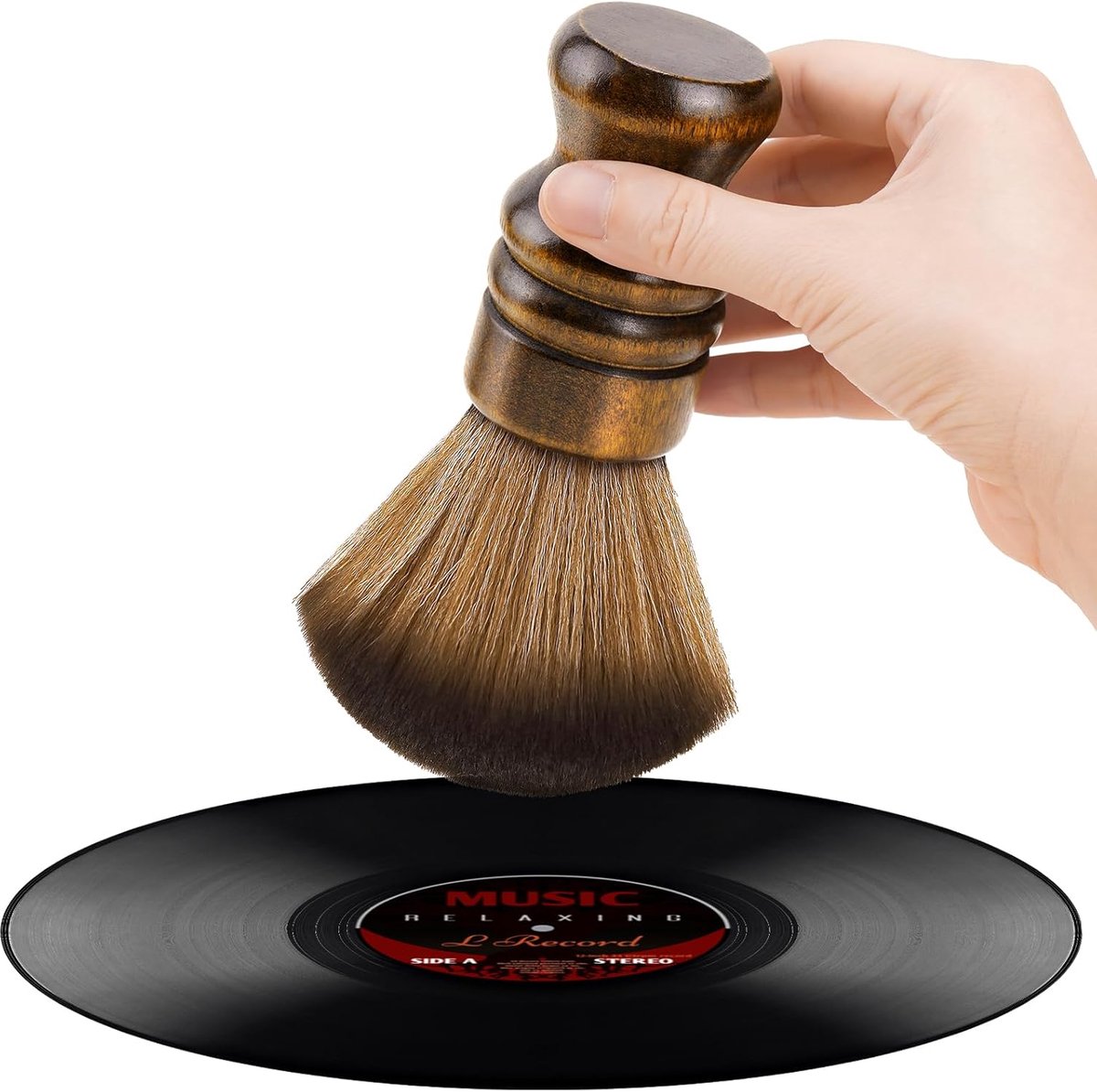 SnelShoppen - Vinyl Record Cleaning Brush - Antistatische LP Platenborstel met Ultra-Fijne Microvezel Haren - Beuken Houten Handvat - Veilig voor Viny