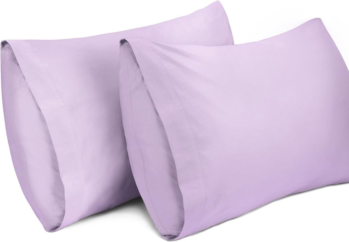 SnelShoppen - 2-Pack Kussenhoezen 100% Katoen, Ademend, 50 x 91 cm, Paarse Kussenslopen voor Bed, Slaapkamer, Decoratie, Luxe Comfort