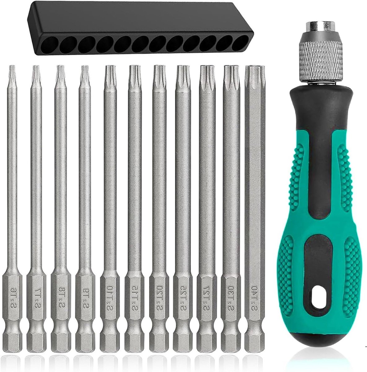 Complete 13-delige handschroevendraaierset met zeskantschacht en precisie torx-bits voor machine-reparatie, T6-T40, 100 mm lang, inclusief ergonomische handgreep