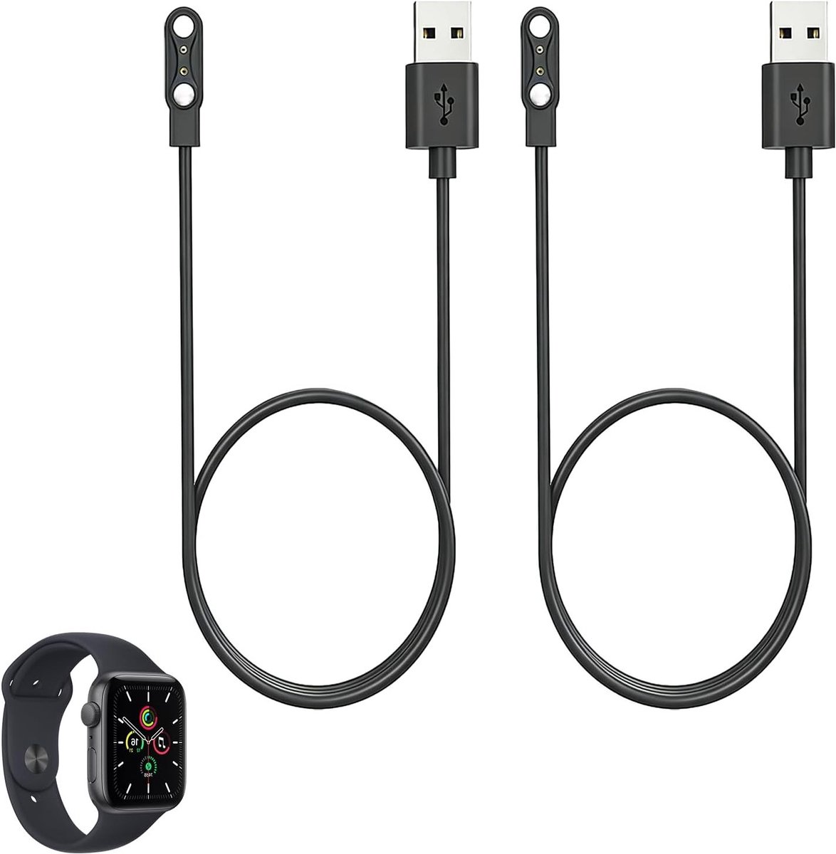 Magnetische oplaadkabel voor smartwatch, 2-polig, 4 mm USB-kabel, snellaadkabel, geschikt voor sporthorloges zoals Haylou LS05, IMILAB en KW66