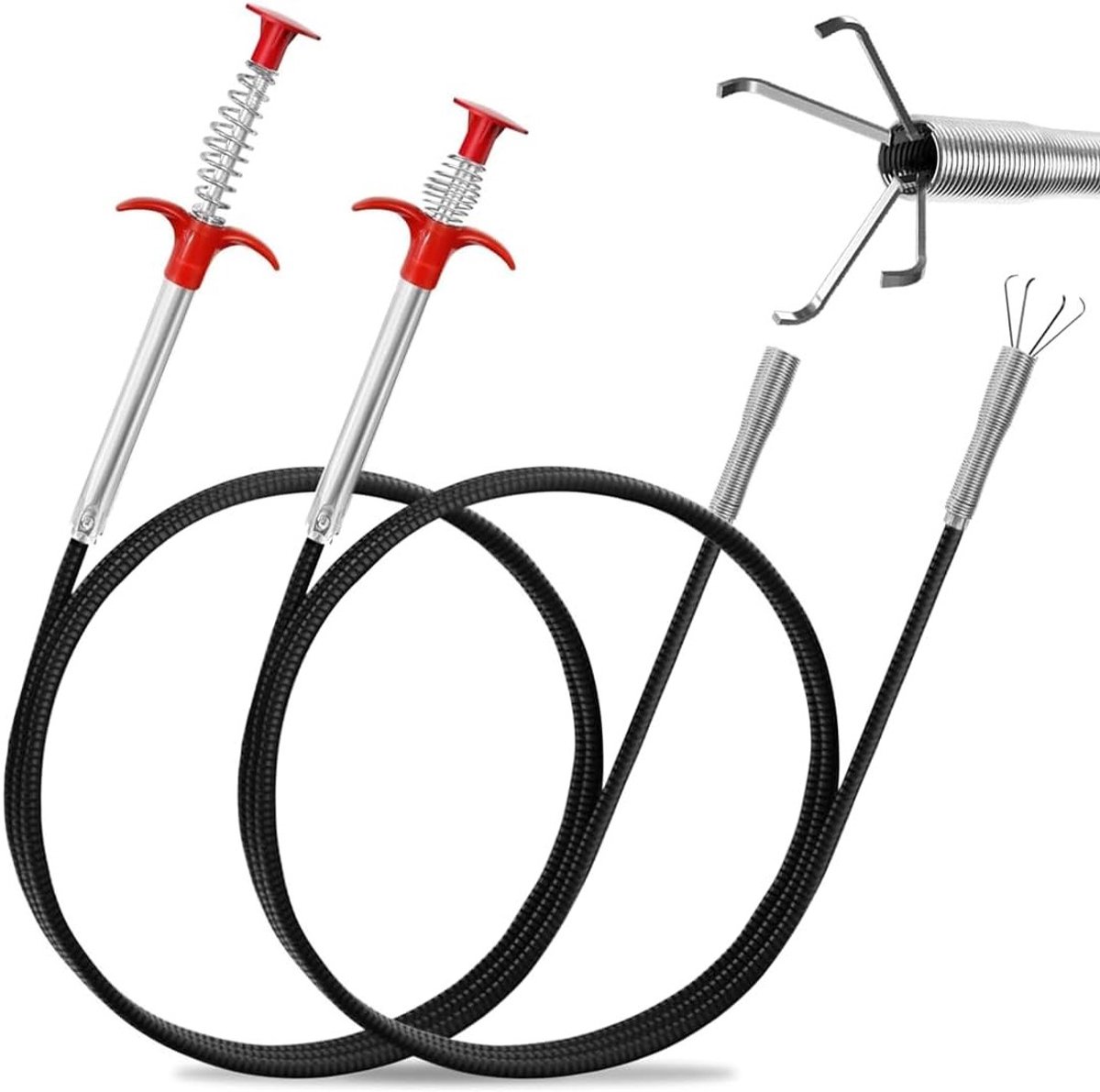 Afvoerverstopper set van 2 - Flexibel en telescoop - 90 cm en 60 cm - Effectief voor toilet, keuken en badkamer - ShopVlot