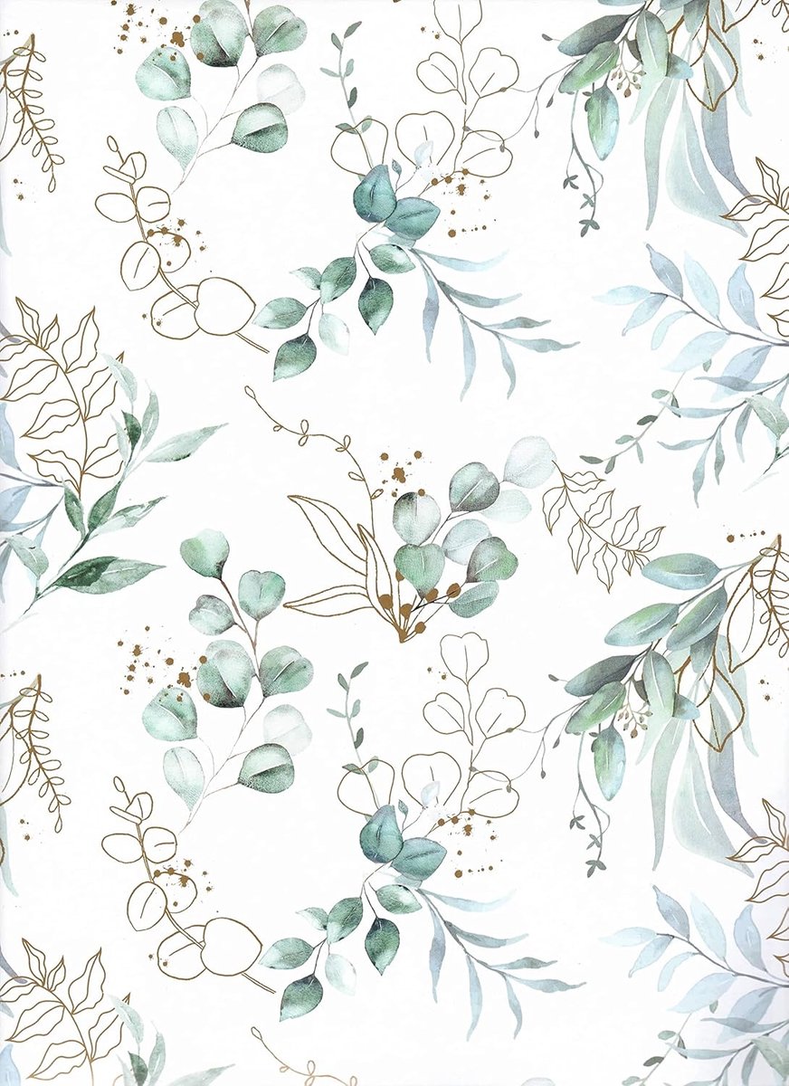 SnelShoppen - Eucalyptus Geschenkpapier 3 Vellen 90x65 cm FSC, Plasticvrij, Ideaal voor Feestjes, Verjaardagen en Cadeaus