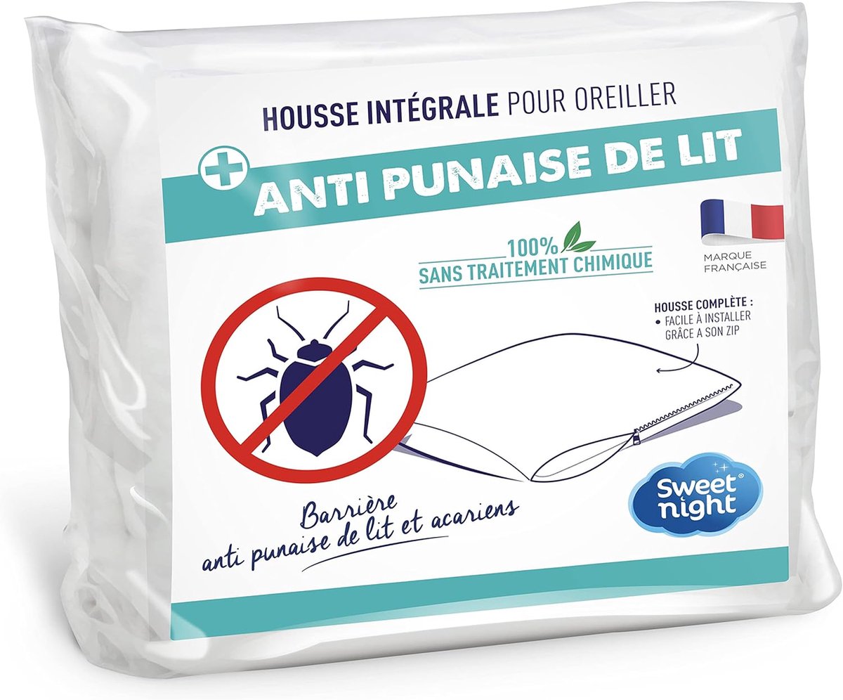SnelShoppen - Sweetnight Kussenbeschermer 60 x 40 cm - Anti-Bed Bugs en Mijten - Volledige Kussencover met Rits - Zonder Chemische Behandeling
