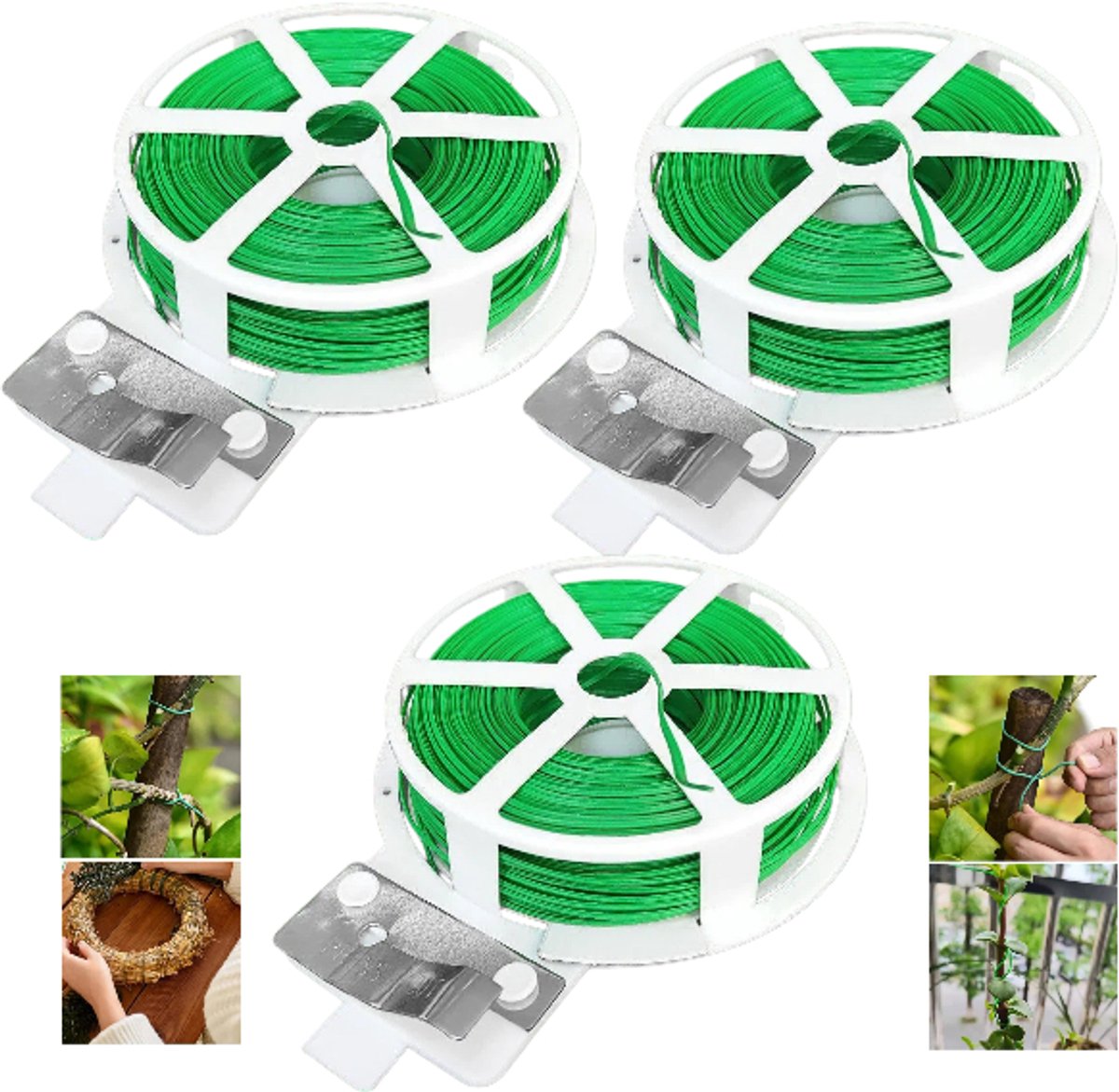 3 rollen - Binddraad voor planten - Binddraad voor de tuin - Binddraad voor bloemen - Binddraad - Wikkeldraad - 50 meter - Geschikt voor planten, bloemen, tuinplanten, groene bloemen