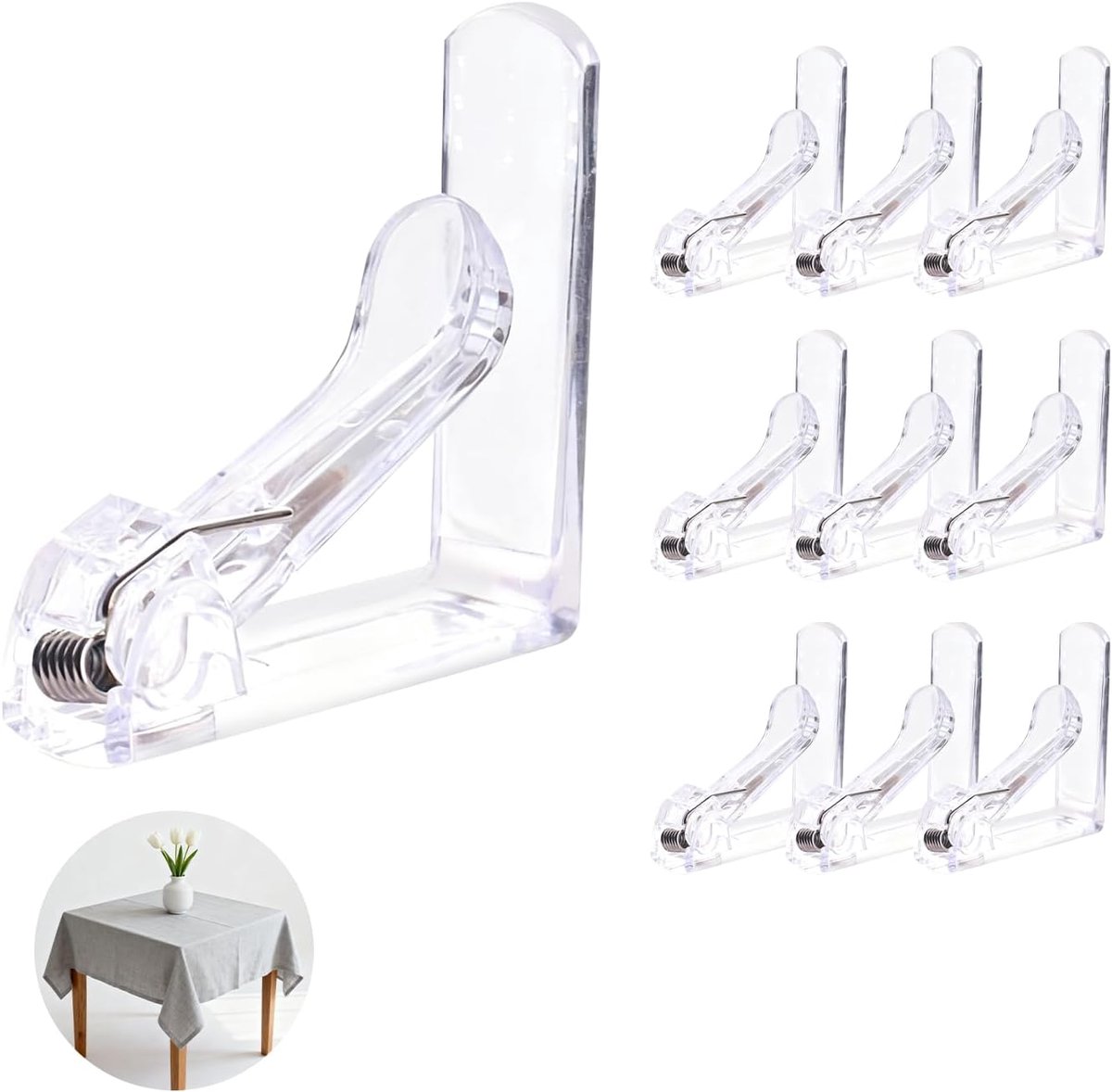 SnelShoppen - Set van 10 Plastic Tafelkleedklemmen met Veer - Weerbestendig en Elegant Design voor Tuin en Binnen - Ideaal voor Tafels tot 45 mm Dikte