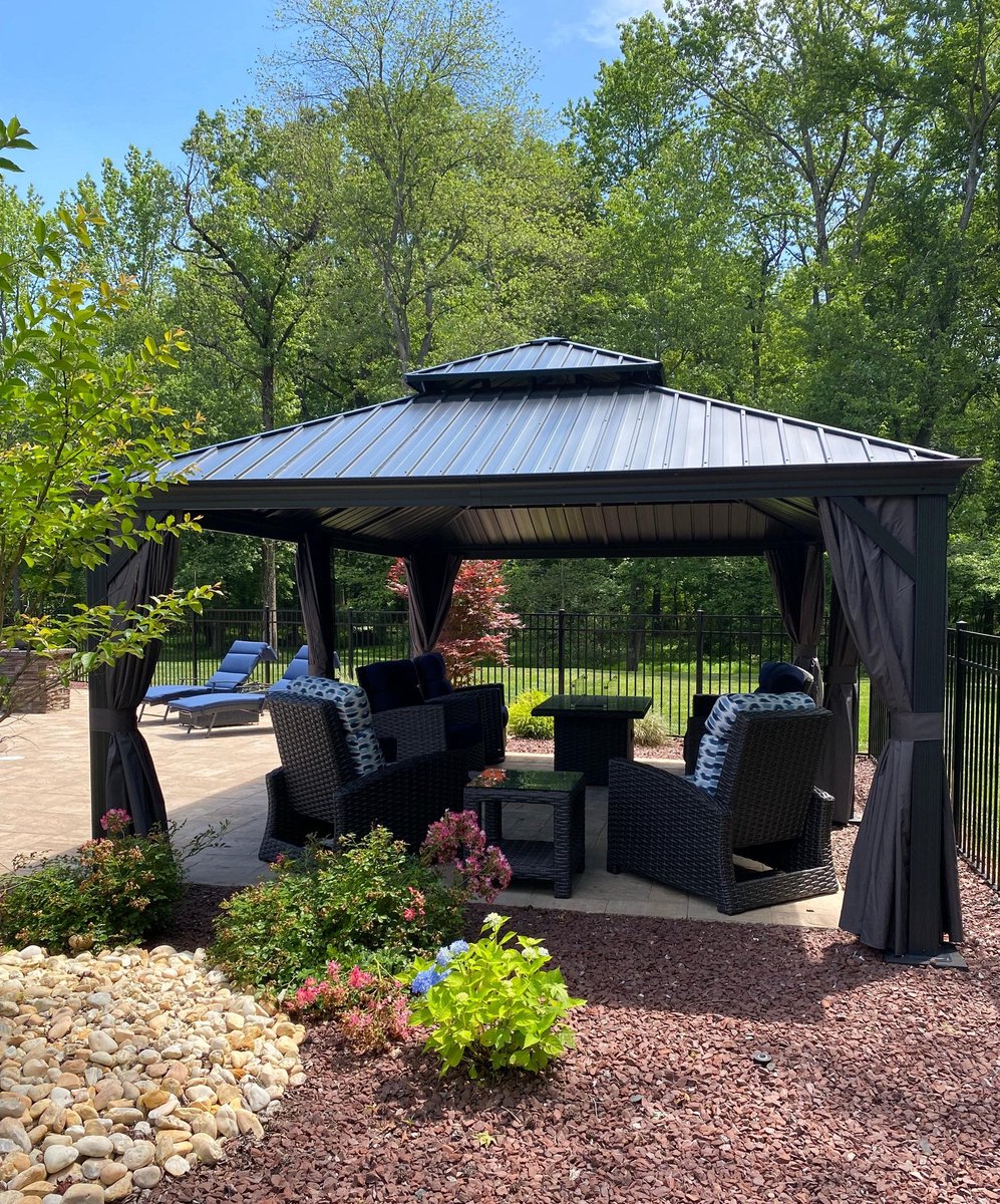 Purple Leaf Hardtop pavillon 6 x 4,25 m - gris luxe avec éclairage