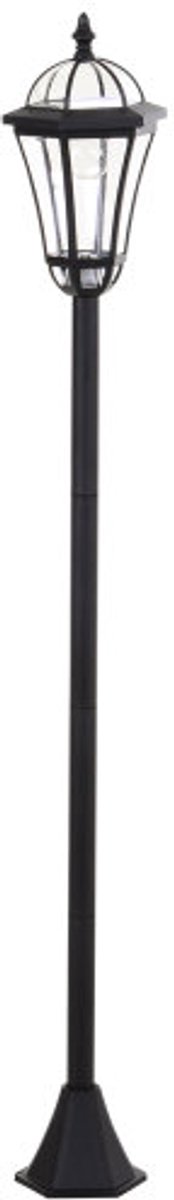 Zwarte zonne tuinlantaarn padlamp led 10 lumen 15x15x120cm automatisch oplichtend weerbestendig buitenverlichting voor tuinpaden en terras zonder stroom
