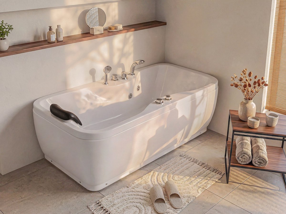 Vente-unique Massagebad - 1 persoon - 150 x 75 x 59 cm - Hoek rechts - GAVINO