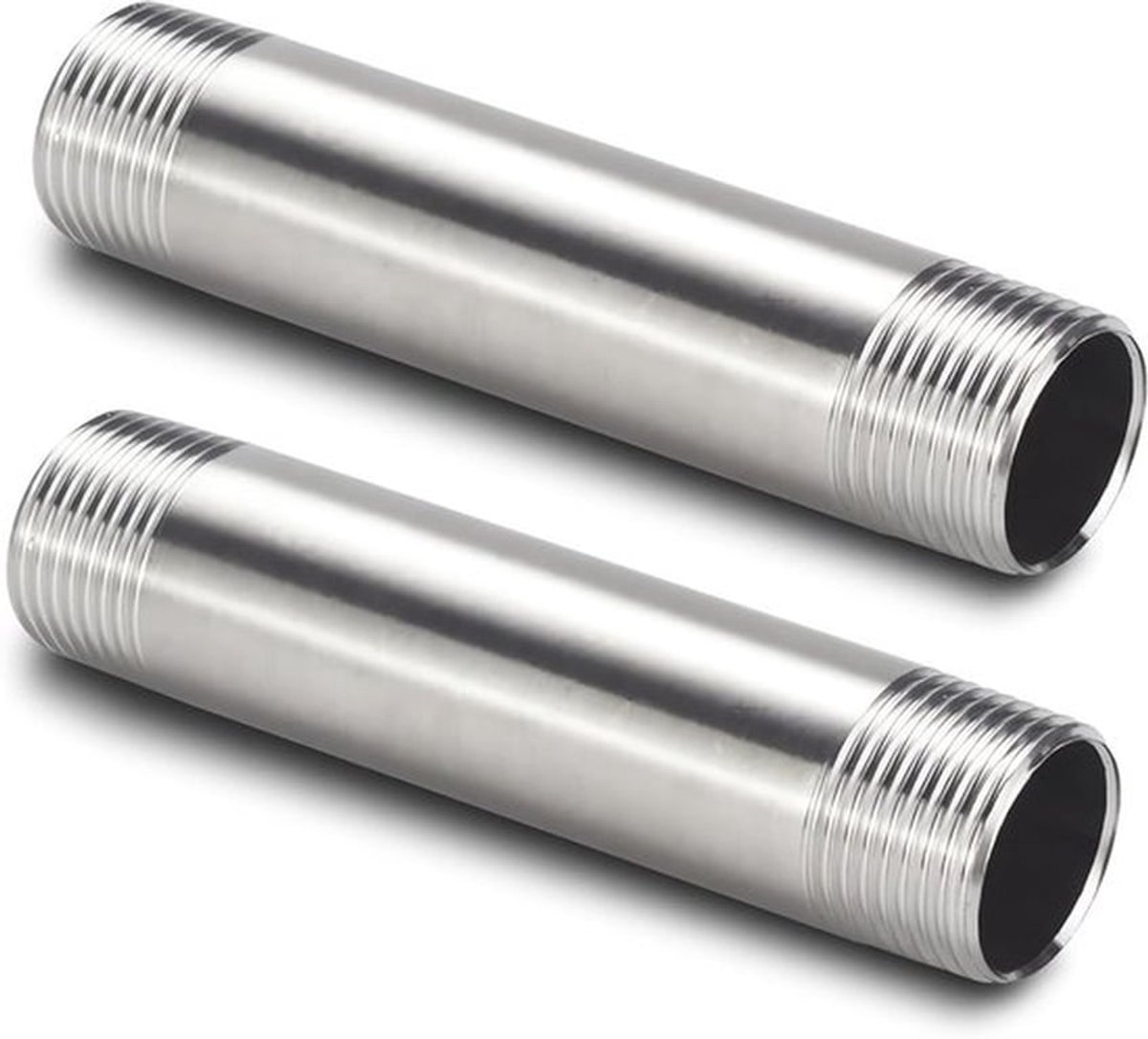 Kraanverlenging 2 stuks 1/2 inch roestvrijstalen DN15 verlengfitting 100 mm AG verlenging fitting voor drinkwaterinstallatie