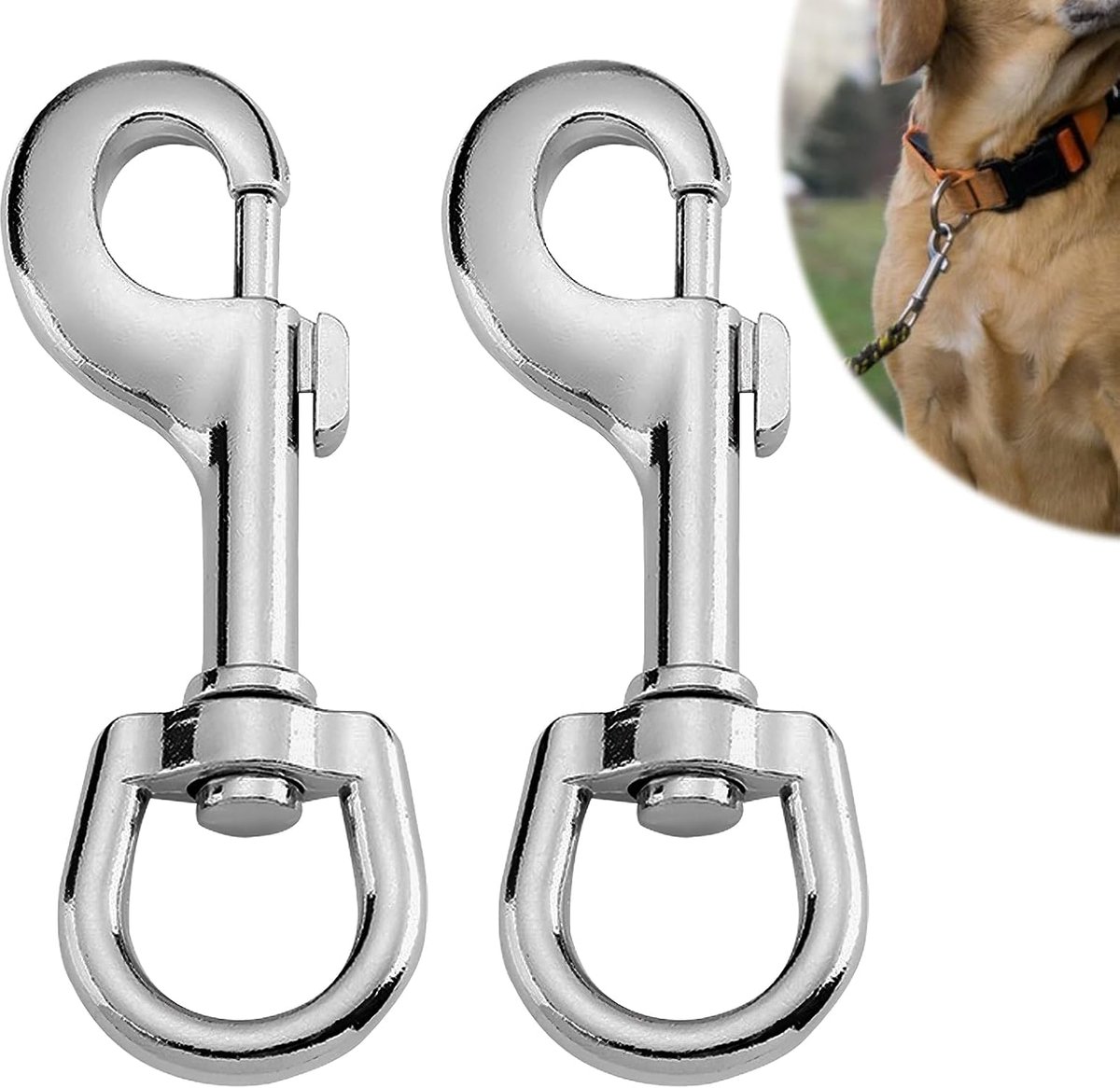 SnelShoppen - 2 Hooks Sleutelhanger, RVS Carabiner, 360° Draaibaar, Perfect voor Sleutels, Honden, Outdoor, Camping, DIY Projecten