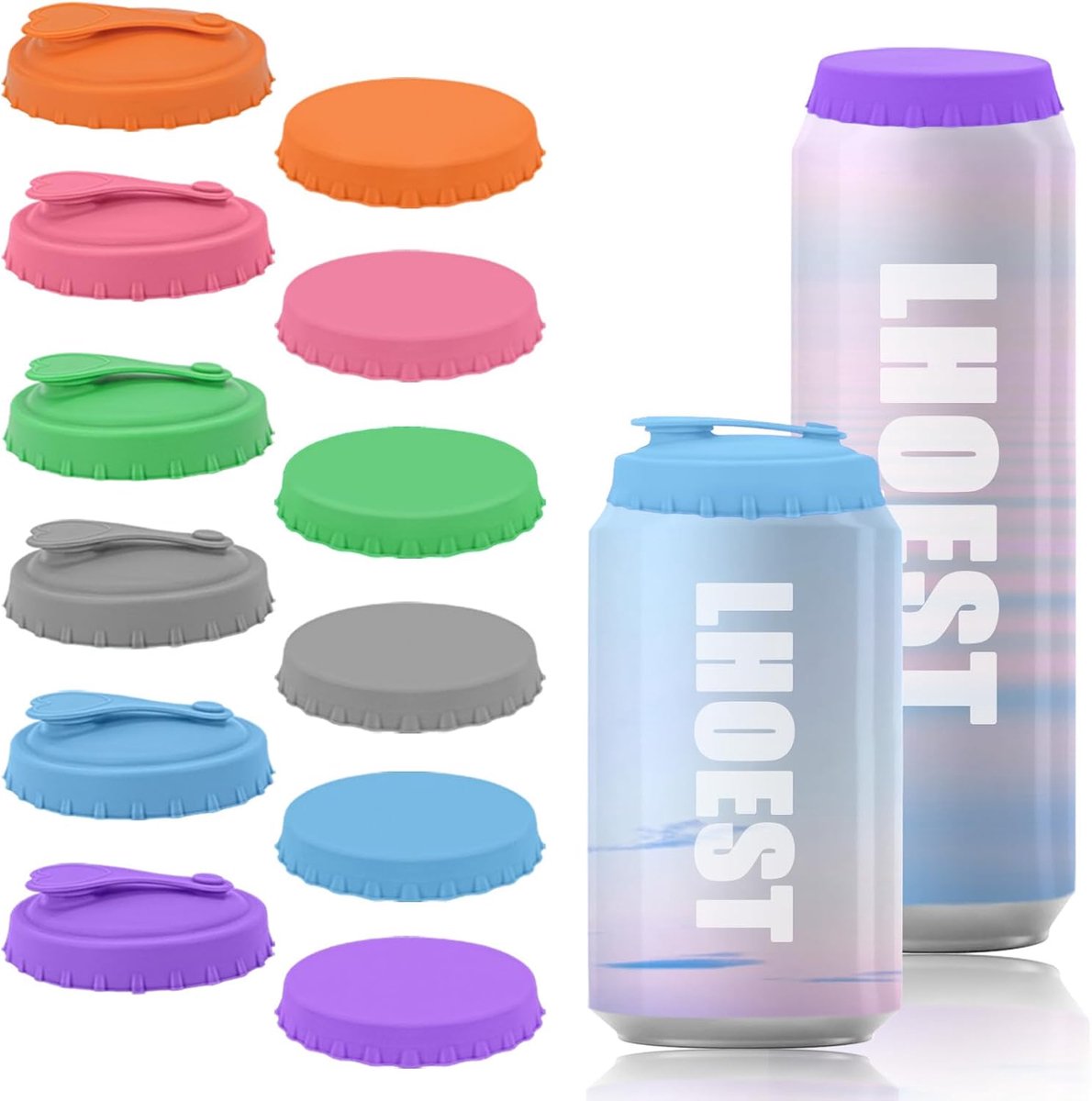 SnelShoppen - 12 Stuks Silicone Lids voor Blikjes, Herbruikbare en Elastische Deksel in 6 Kleuren, Ideaal voor Dranken en Bier, Veilig en Milieuvriend