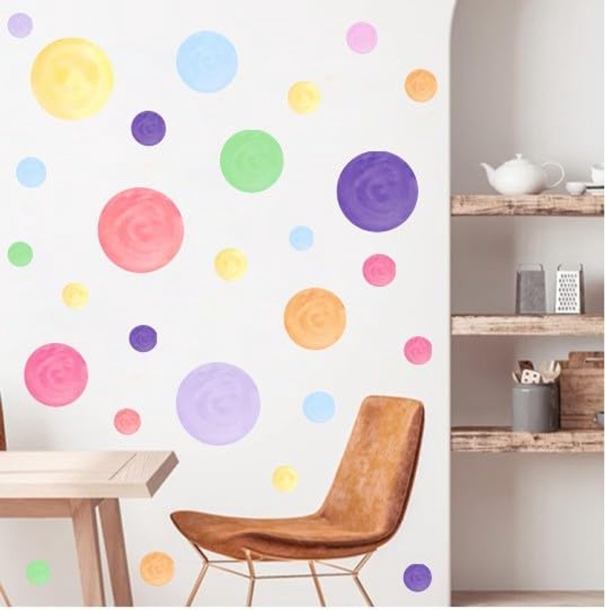 SnelShoppen - Polka Dot Muurstickers Verwijderbaar Kleurrijke Cirkel Wanddecoratie voor Kinderkamer Speelkamer Klassenlokaal DIY Wandkunst