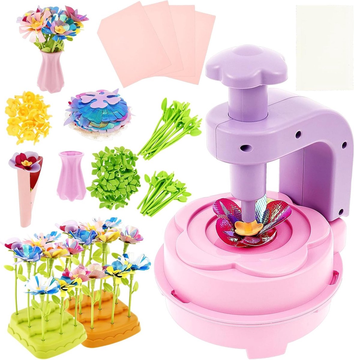 Creatieve Bloemenpers Set voor Kinderen, Knutselset voor Meisjes van 4 tot 12 Jaar, Bloemen Knutselen, Speelgoed en Creatieve Activiteiten