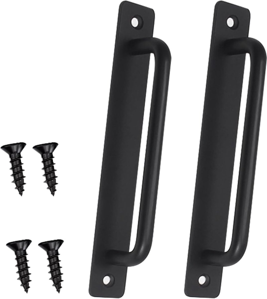 SnelShoppen - 2 Stuks Glijdende Deurhandgrepen, 180mm Zwarte RVS Deurhandgrepen met Plaat, Aluminium Legering, Voor Tuindeuren, Keukenkasten en Kasten