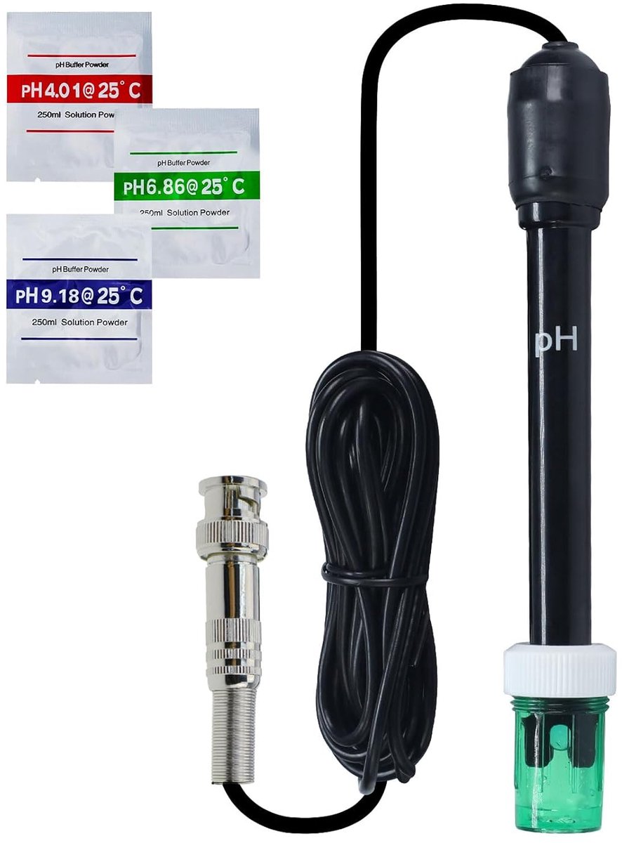 SnelShoppen - Interchangeable pH elektrode met BNC connector - Extra lange kabel 300cm - Perfect voor pH meters, wateranalyse, laboratoria, zwembaden