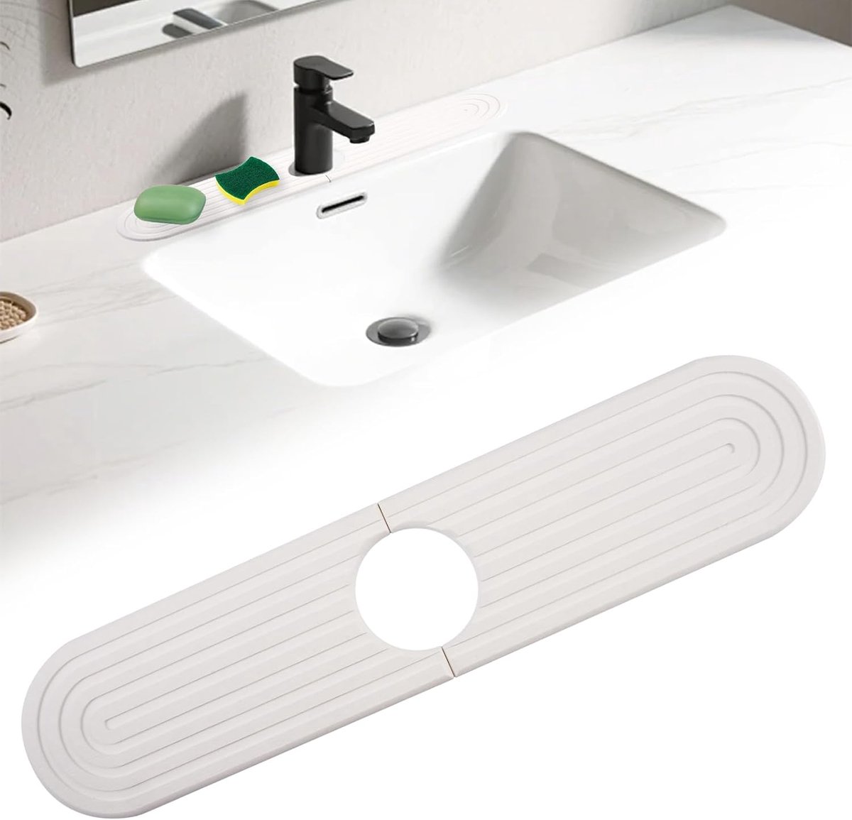 SnelShoppen - 45x10cm Diatomaceous Earth Drip Mat - Absorberende Faucet Mat voor Keuken & Badkamer - Sneldrogende Watersteen - Splash Guard Mat voor K