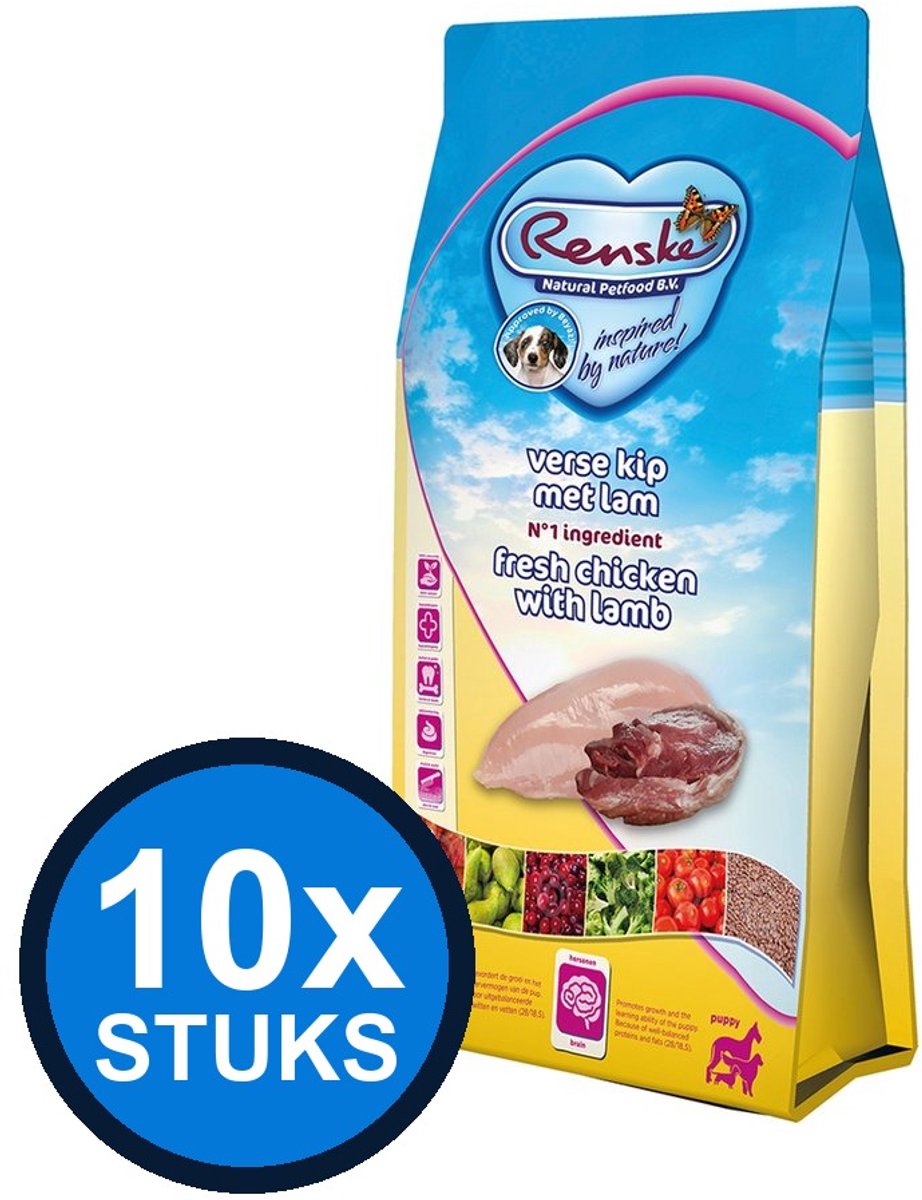 8x Renske - Super Premium droog puppy kip&lam 600gr - Hondenvoer - 600 g