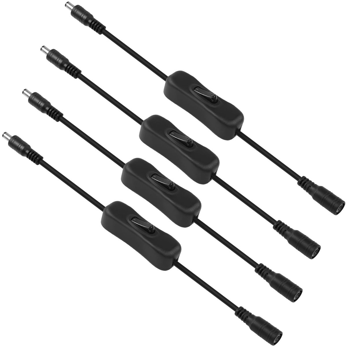 Inline Schakelaar DC 5.5mm x 2.1mm - 4 STKS Verlengkabel met AAN-UIT-schakelaar voor Surveillance en Beveiliging