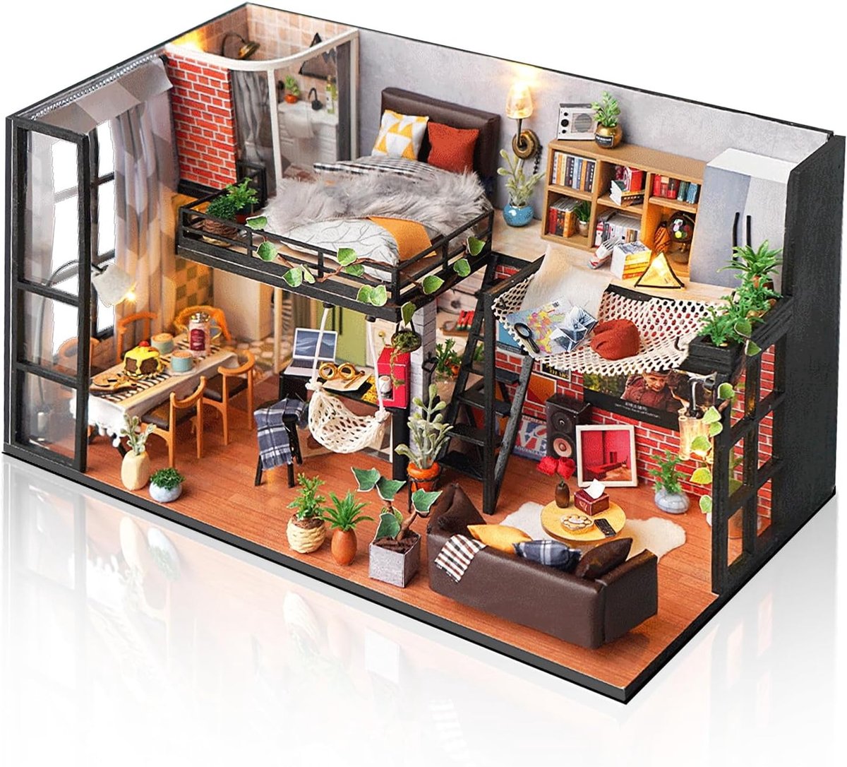 SnelShoppen - DIY Miniatuur Huis Bouwset voor Volwassenen, Diorama Model Woonkamer met Stofbescherming, Creatieve Hobbymaterialen, Perfect als Decorat