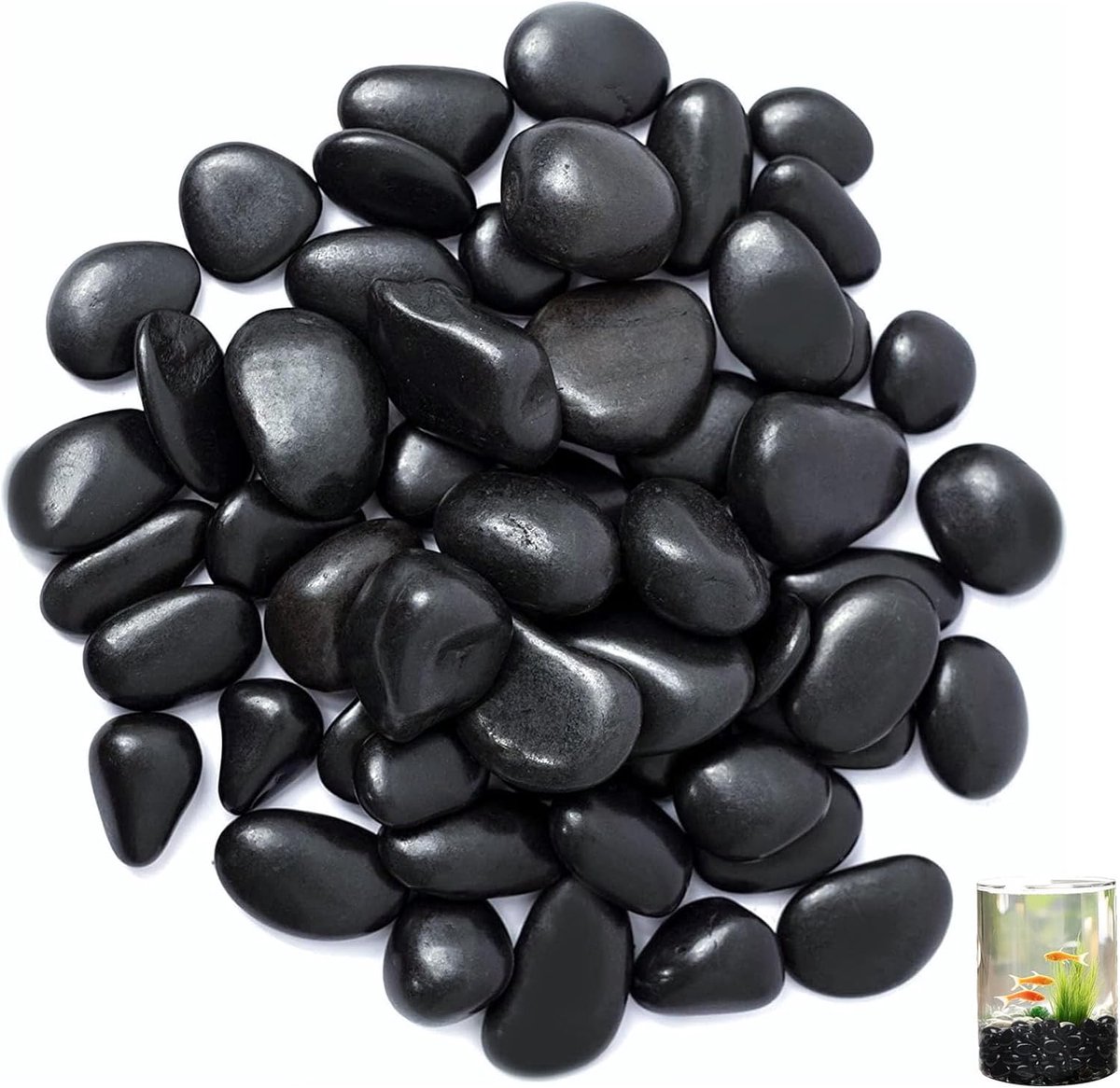 SnelShoppen - Kiezelstenen 1-3 cm Zwart Gepolijst - 1 kg Decoratieve Rivierstenen voor Vazen, Siergrind, Landschapsarchitectuur en Huisdecoratie