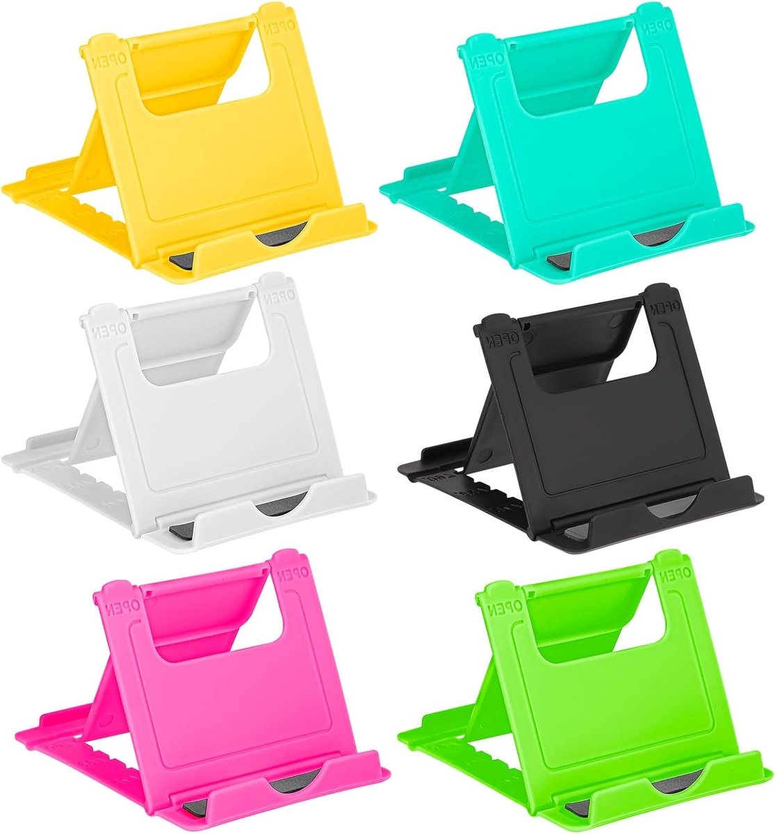 Set van 6 Opvouwbare Telefoonstandaards voor Bureau - Universele Desk Stand voor Smartphones, Ideaal voor Thuis en Kantoor