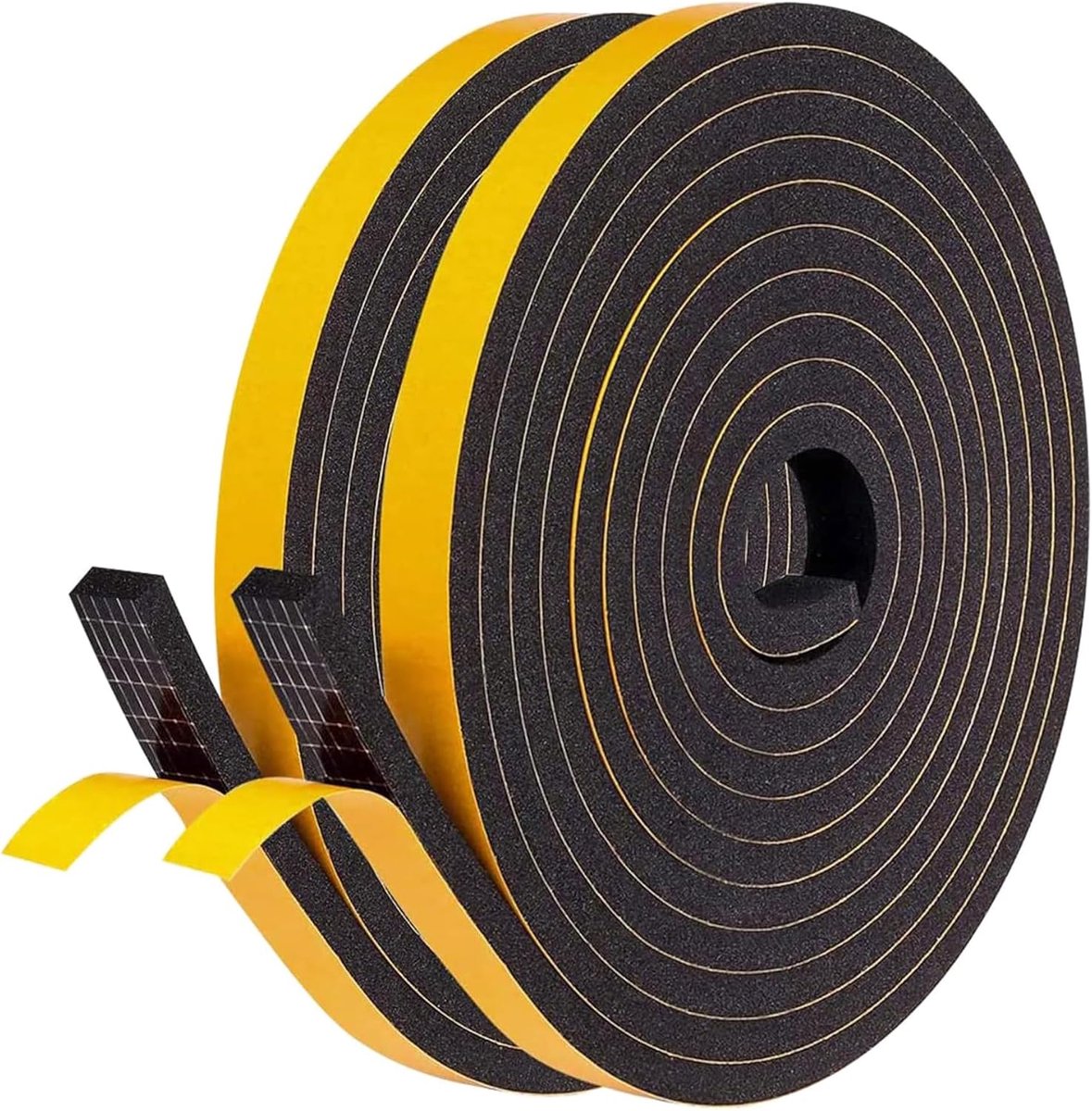 SnelShoppen - Sealing Tape 19x9.5mm Zelfklevende Foam Tape Rubber voor Deuren en Ramen - Geluidsisolatie en Weerbestendig - 4 Meter in 2 Rollen - Zwar