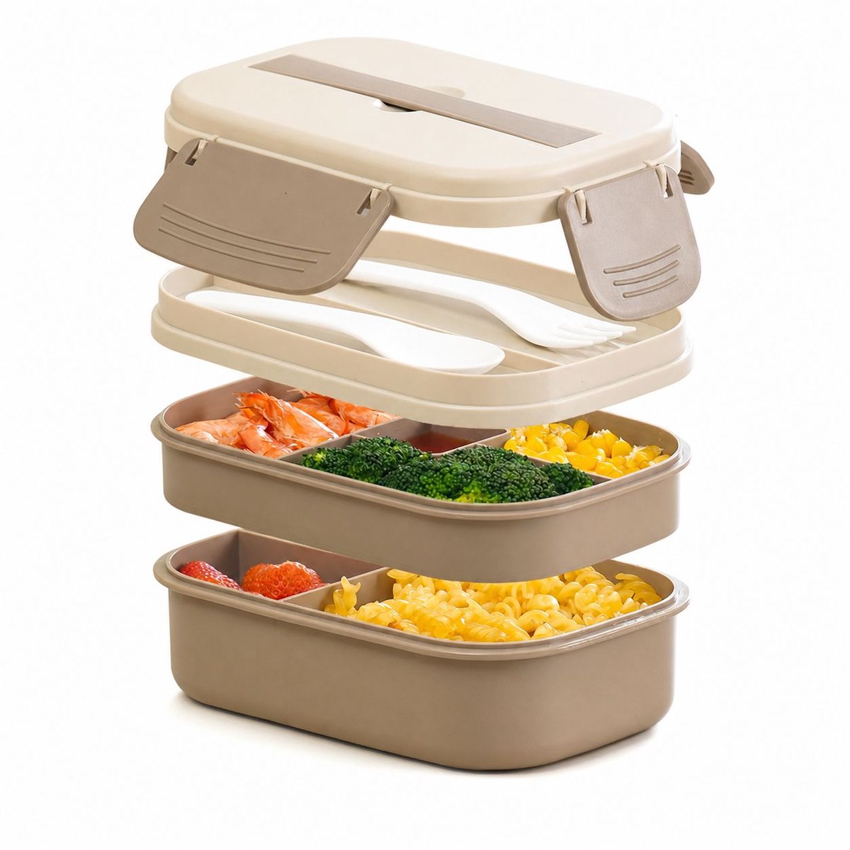 VHV-Lunchbox met Vakken - Lekvrije Broodtrommel voor Werk en School - Bento Box met Bestek - Duurzame en BPA-vrije Maaltijdcontainer - Stijlvol Design