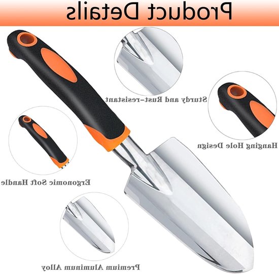 Tuinkepel Gereedschap Tuinschop Jiechang aluminium tuintroffel antislip ergonomisch handvat handschop planten verplanten wieden graven sneeuwscheppen . — afbeelding 2