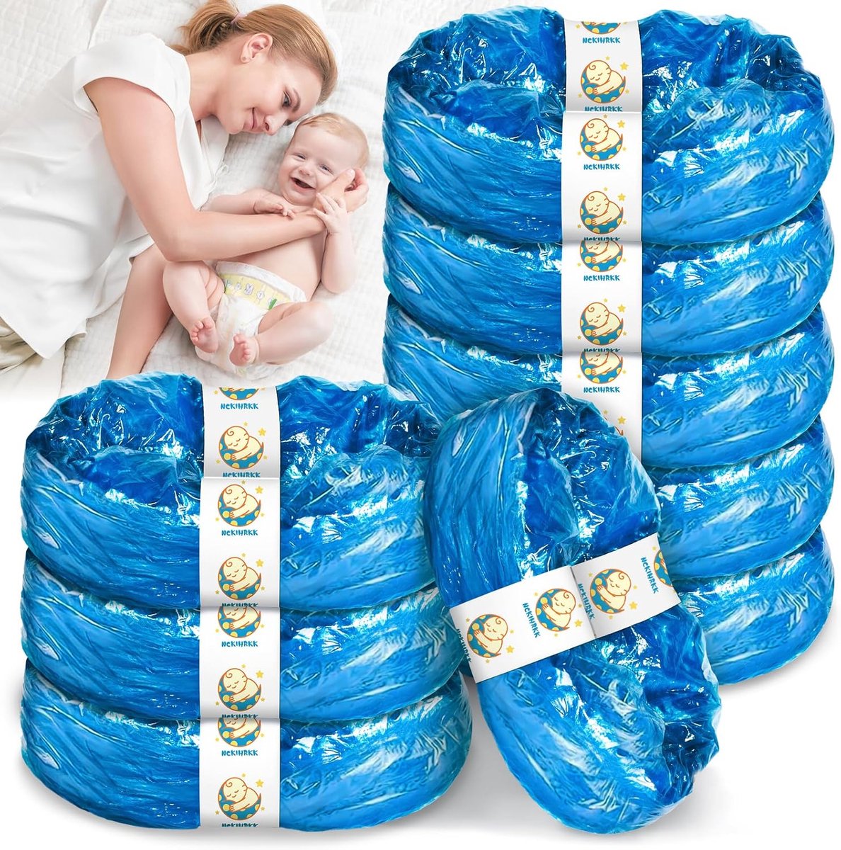 SnelShoppen - Set van 9 Nappy Bins Refill Pack - Herbruikbare Luierzakken met Citroengeur - Geschikt voor Luieremmer en Kattenbak - Sterke Tear-Resist