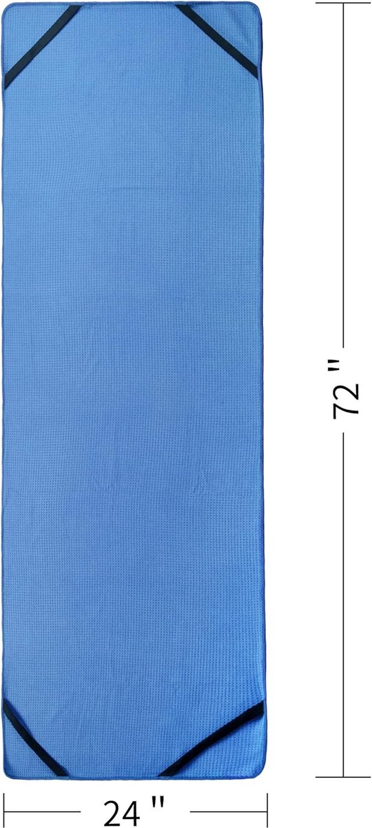 SnelShoppen - Microfiber Hot Yoga Towel Mat met Non-Slip Silicone Grip en Elastische Bandjes, 24 x 72 Inch (Blauw) voor Stabiliteit en Hygiëne tijdens