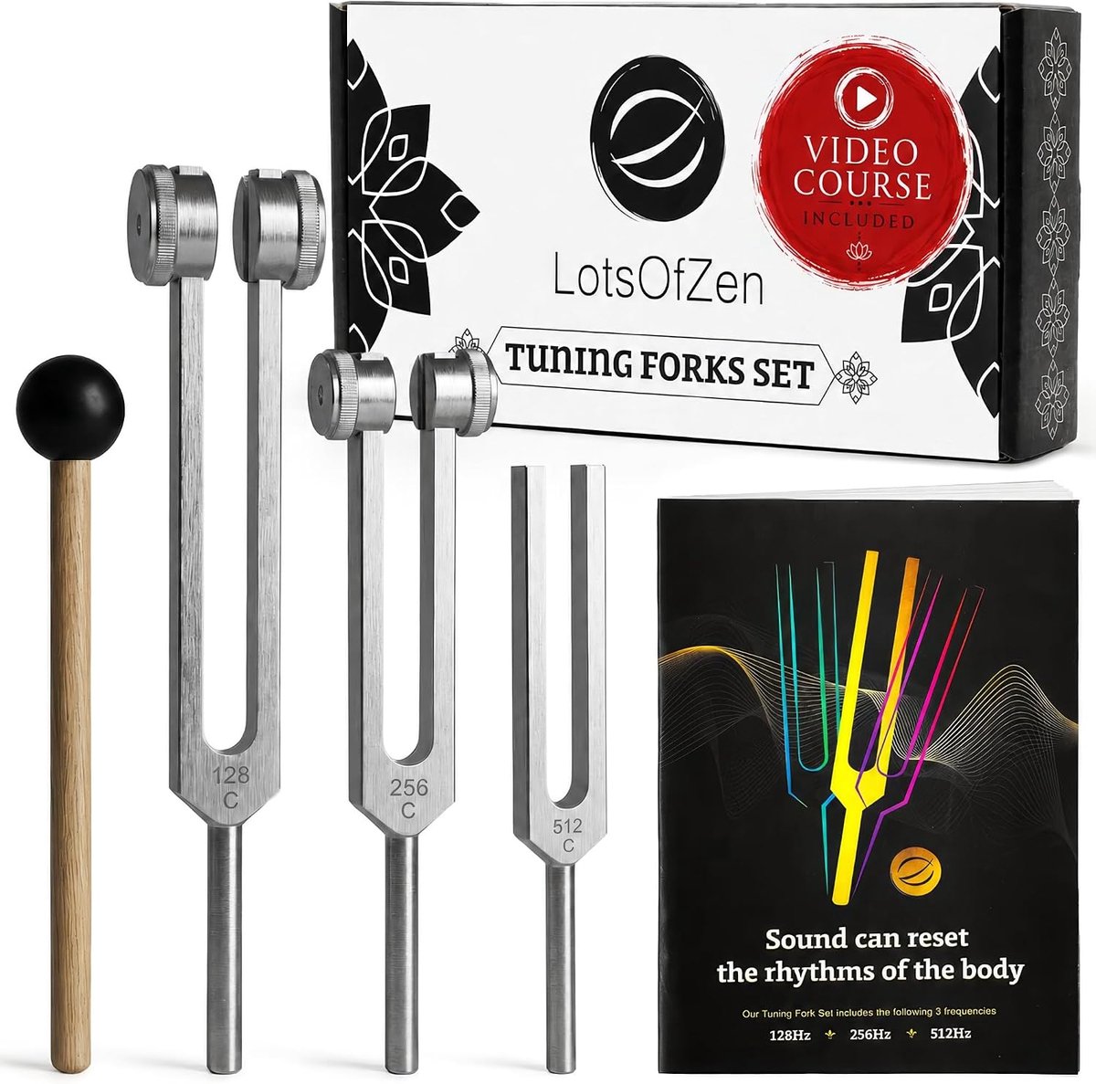 SnelShoppen - Tuning Forks Set 128Hz, 256Hz, 512Hz - Authentieke Body Weighted Tuning Forks voor Chakra - Yoga & Meditatie Accessoires - Frequente Hul