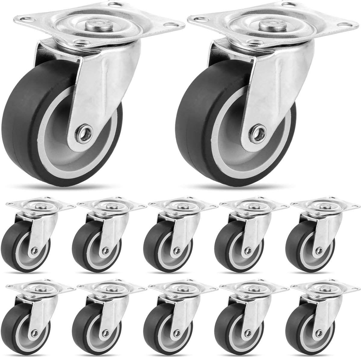SnelShoppen - 4x Robuuste 50mm Meubelwielen met Zwenkplaat - Duurzame Castors voor Meubels zonder Rem - Ideaal voor Palletmeubels en Kasten