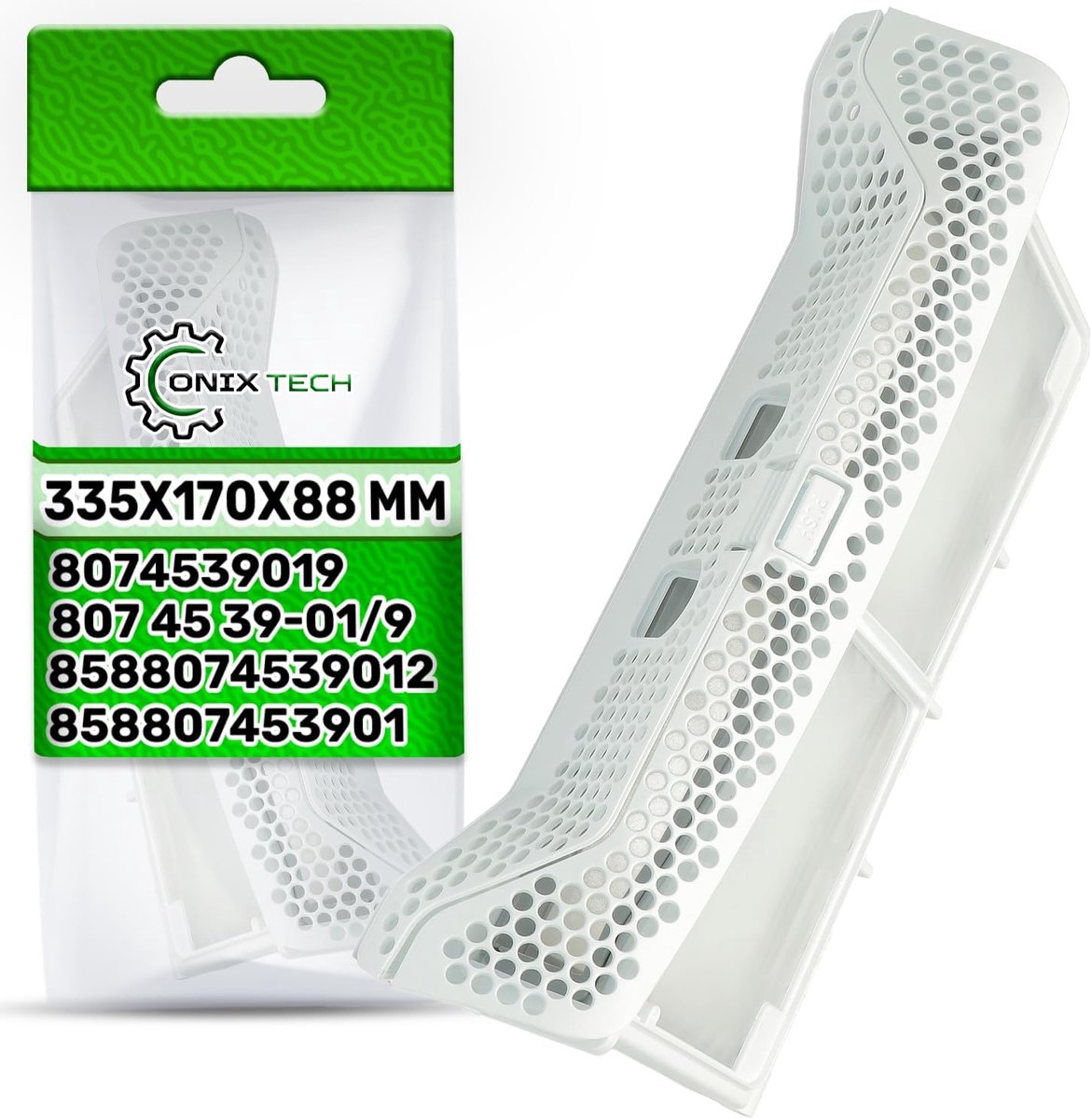 SnelShoppen - Fluff filter voor wasdroger 335 x 170 x 88 mm, vervangend filter 8074539019, geschikt voor Electrolux, Zanussi, AEG - ONIX TECH